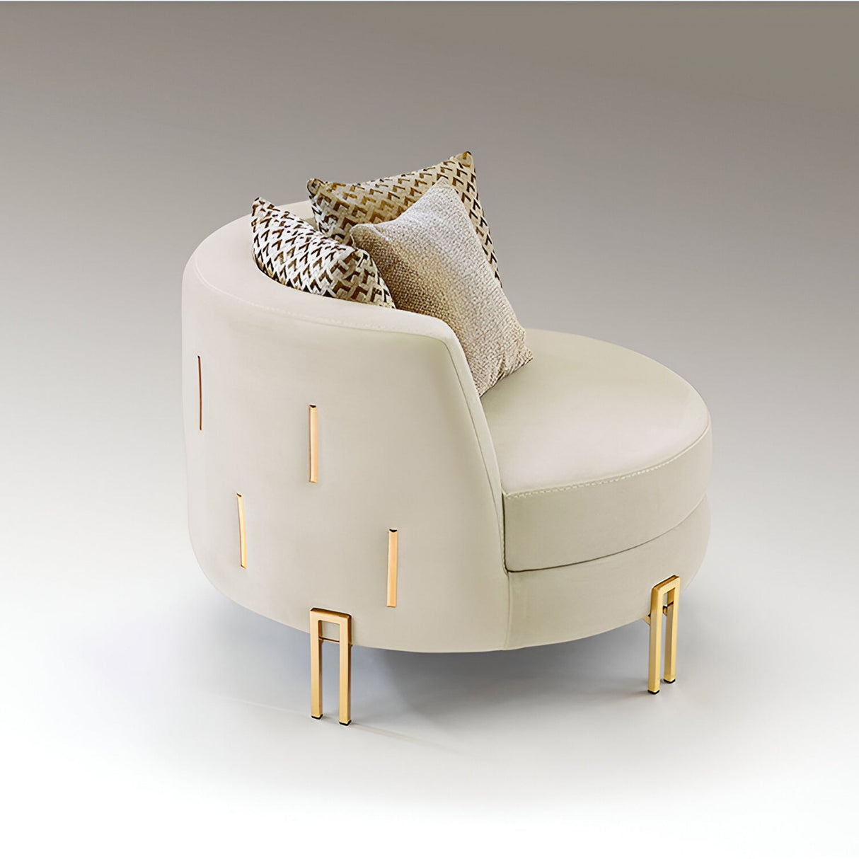 Viena Upholstered Velvet Armchair - White/Gold