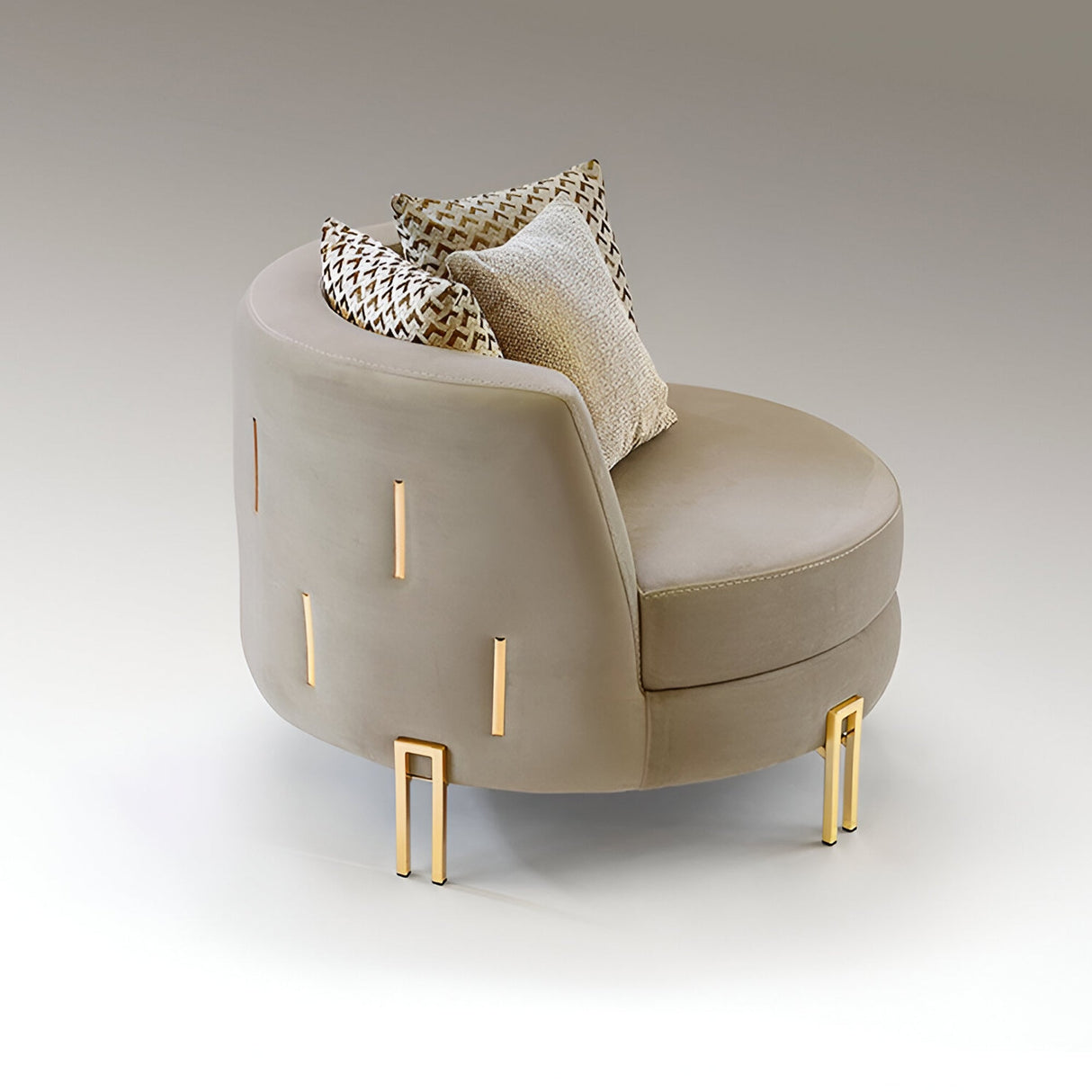 Viena Upholstered Velvet Armchair - Beige/Gold