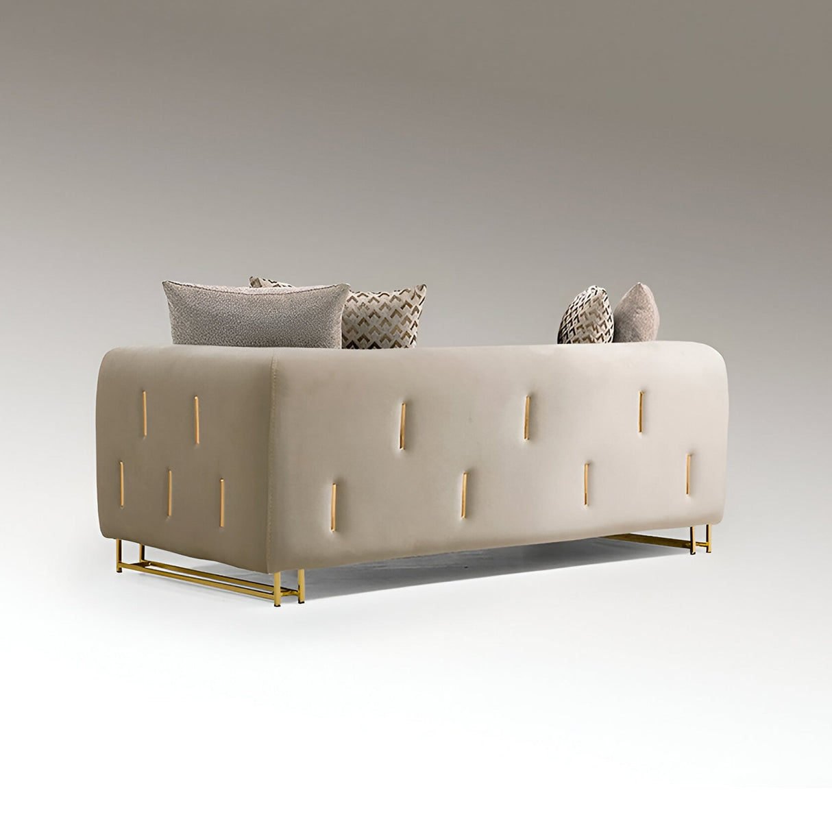 Viena 2 Seater Velvet Sofa - Beige/Gold