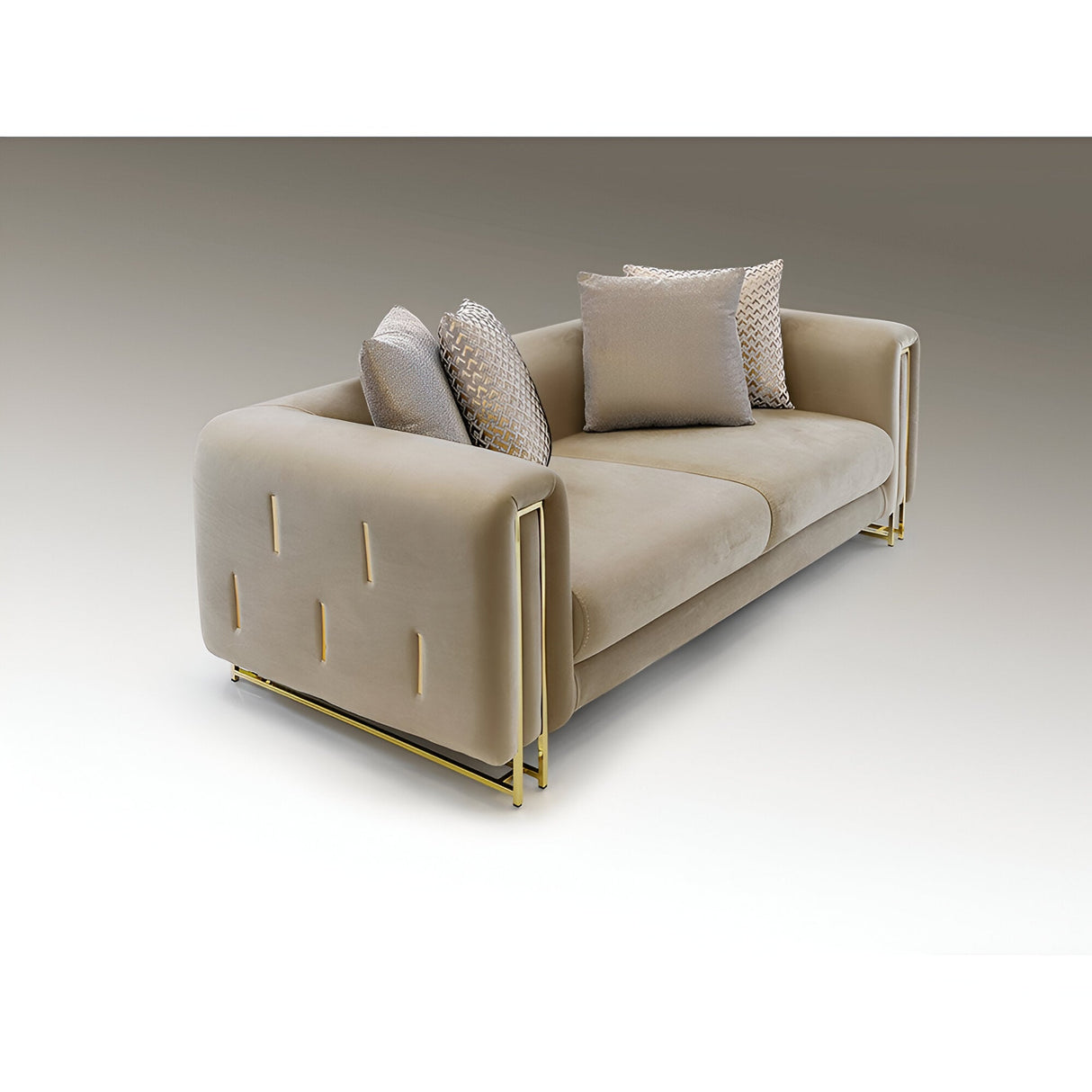 Viena 2 Seater Velvet Sofa - Beige/Gold