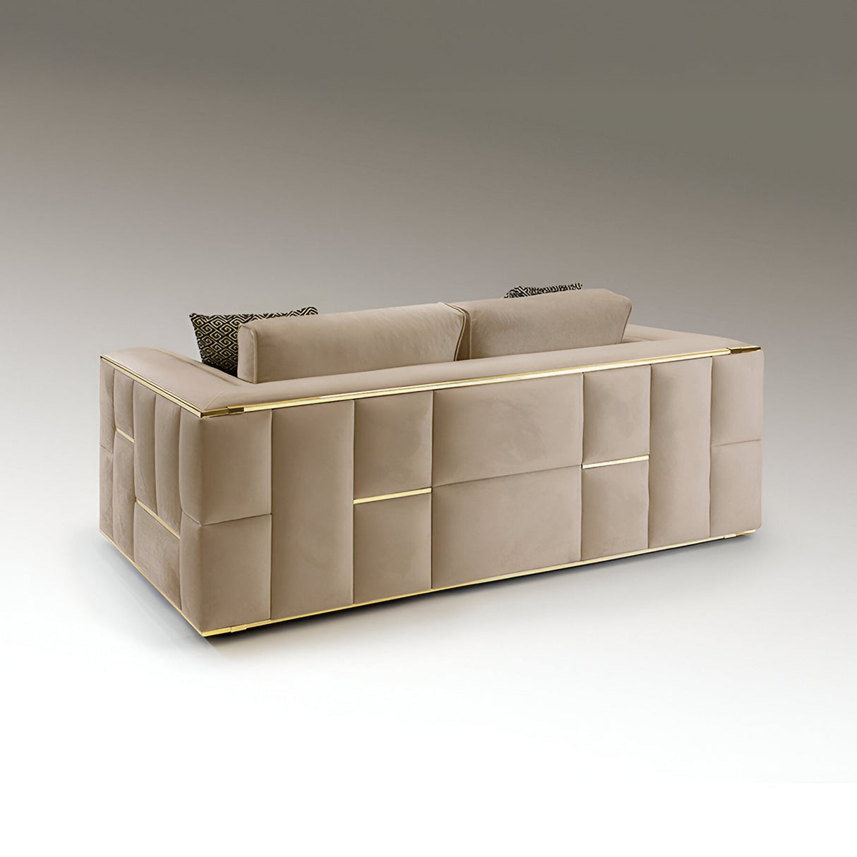 Berlin 2 Seater Velvet Sofa - Beige/Golden