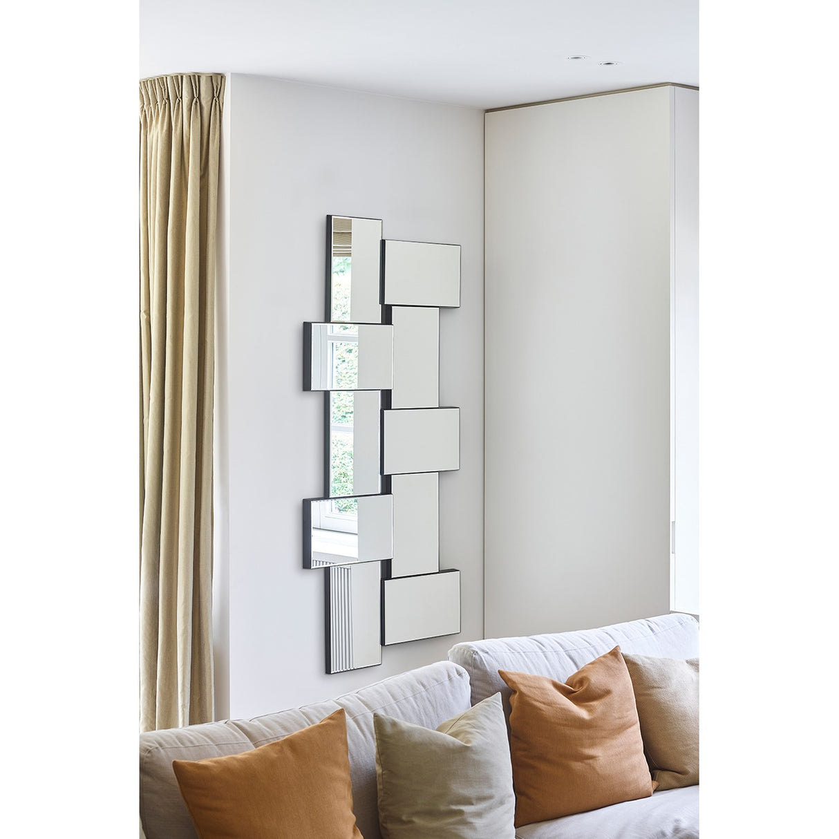 Criss Cross Ten Panel Bevelled Wall Mirror 171cm