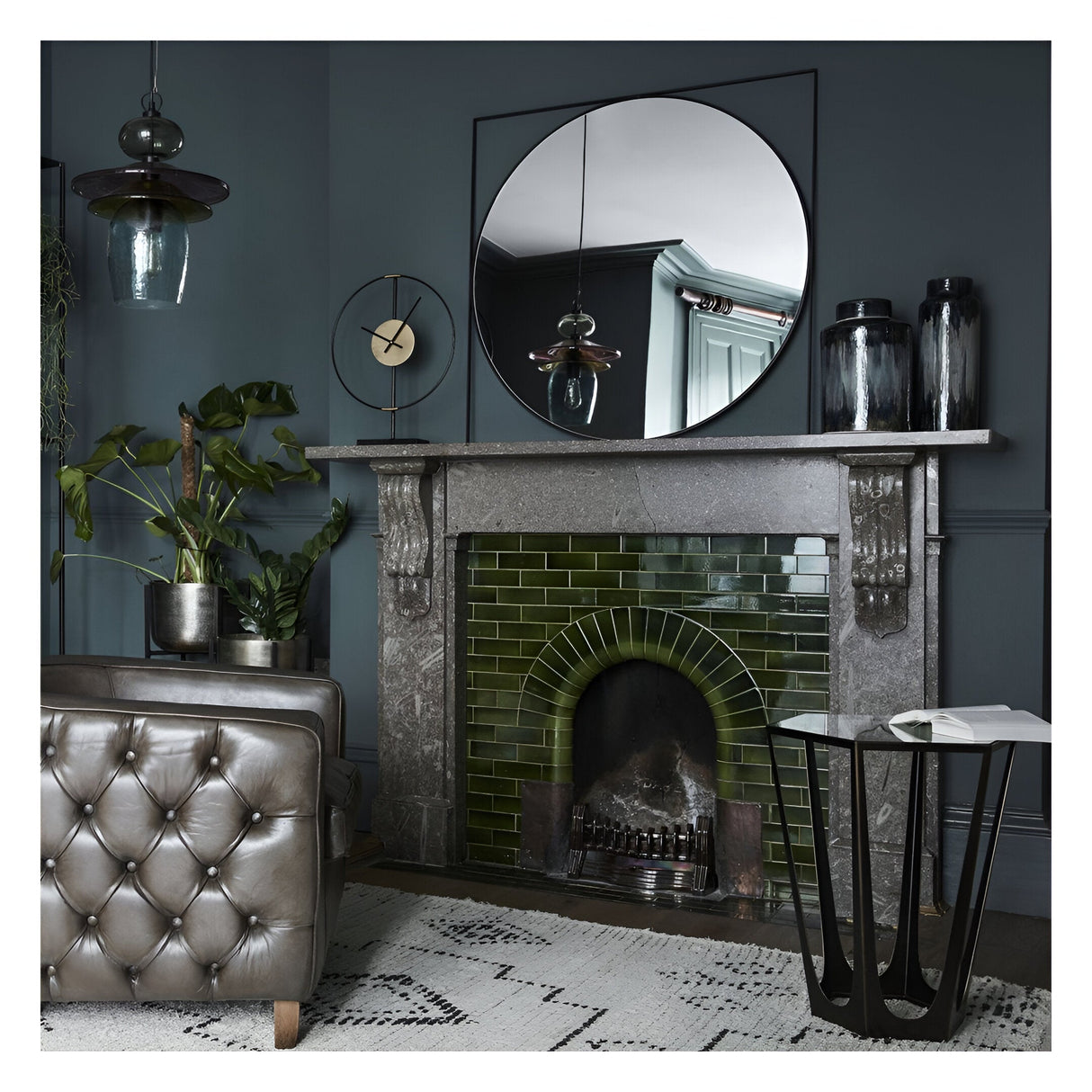 Isaac Wall Mirror Black - 97x97cm