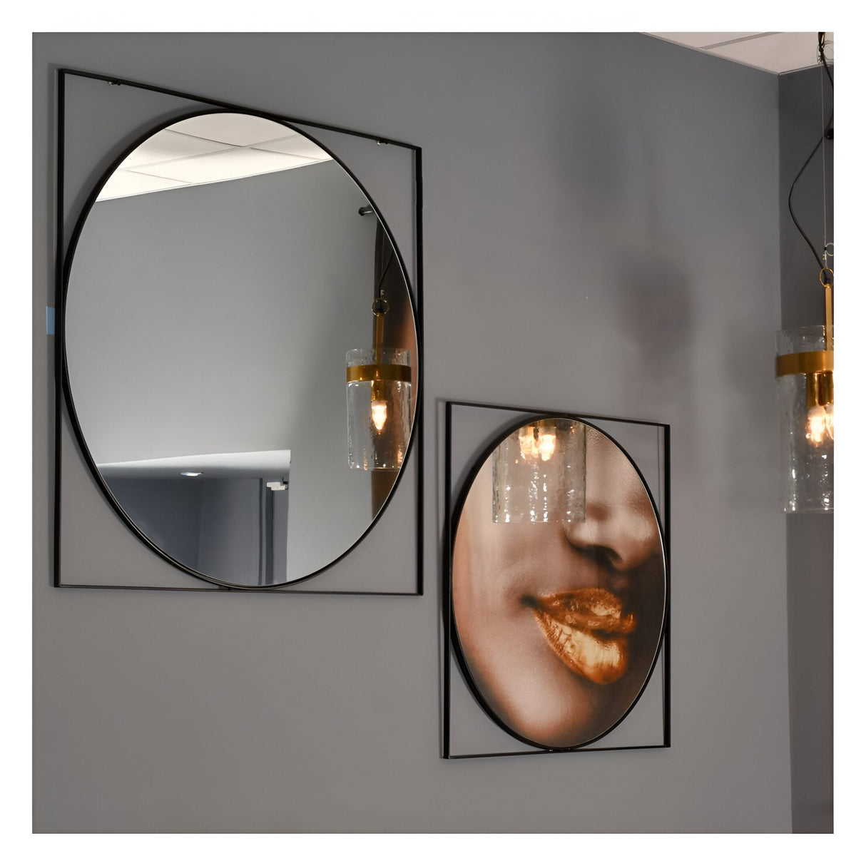 Isaac Wall Mirror Black - 97x97cm