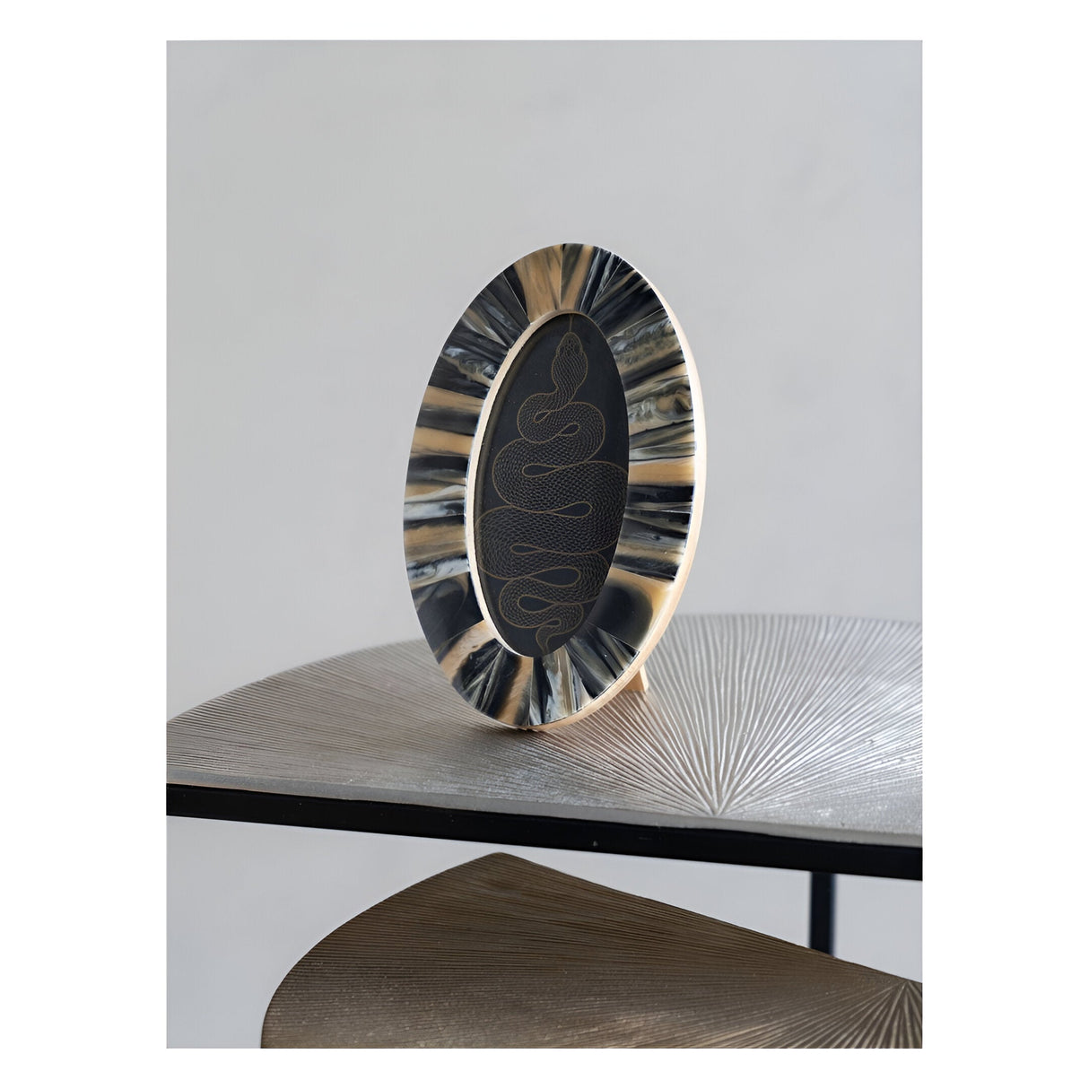 Tortoiseshell Style Oval Photo Frame - 8x15cm