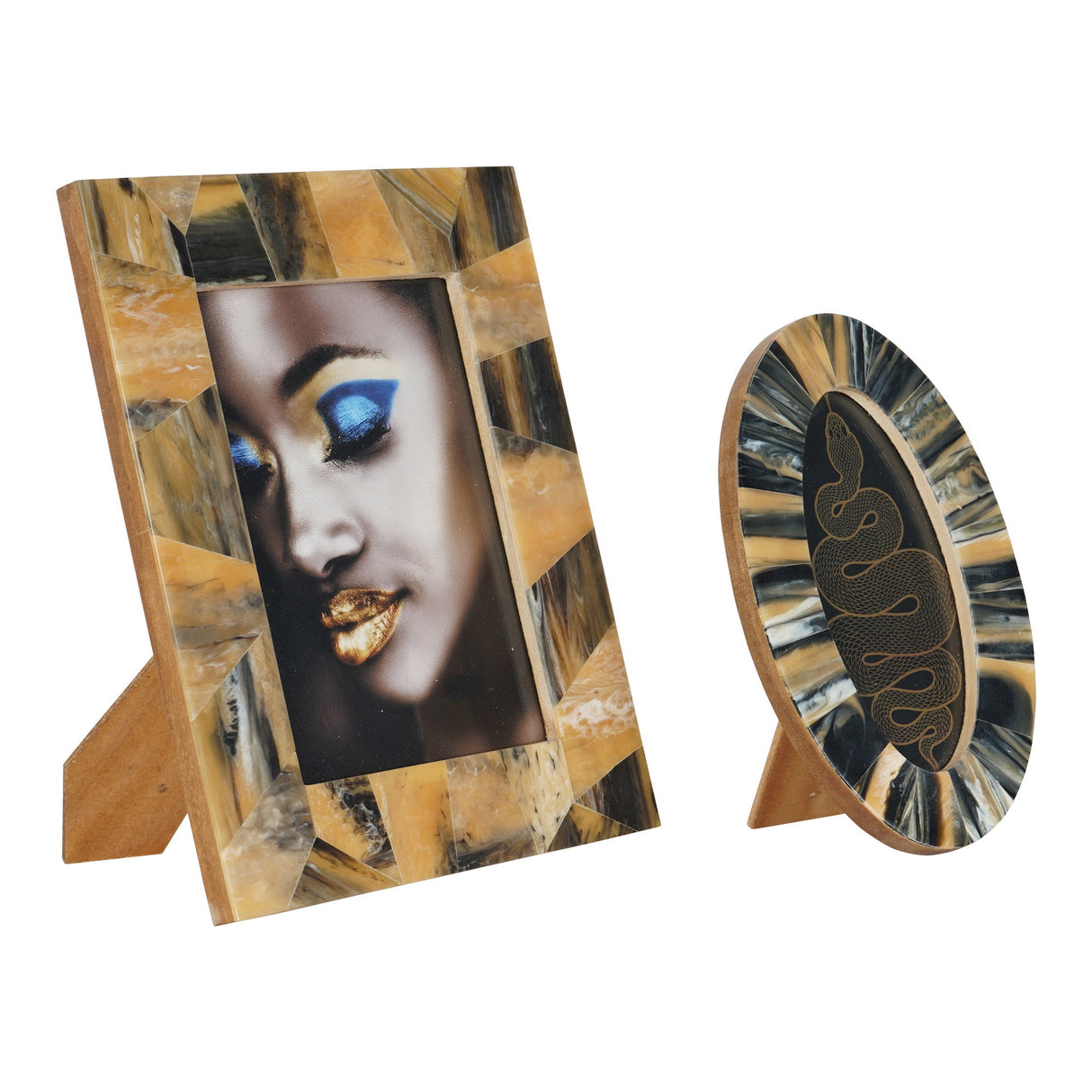 Tortoiseshell Style Oval Photo Frame - 8x15cm