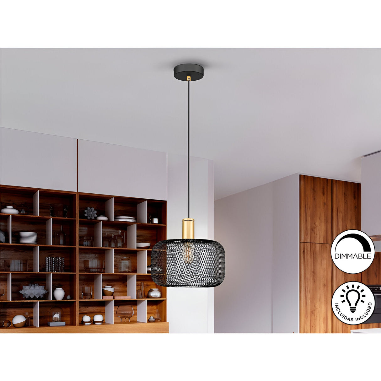 Osiris 1 Light Pendant - Black