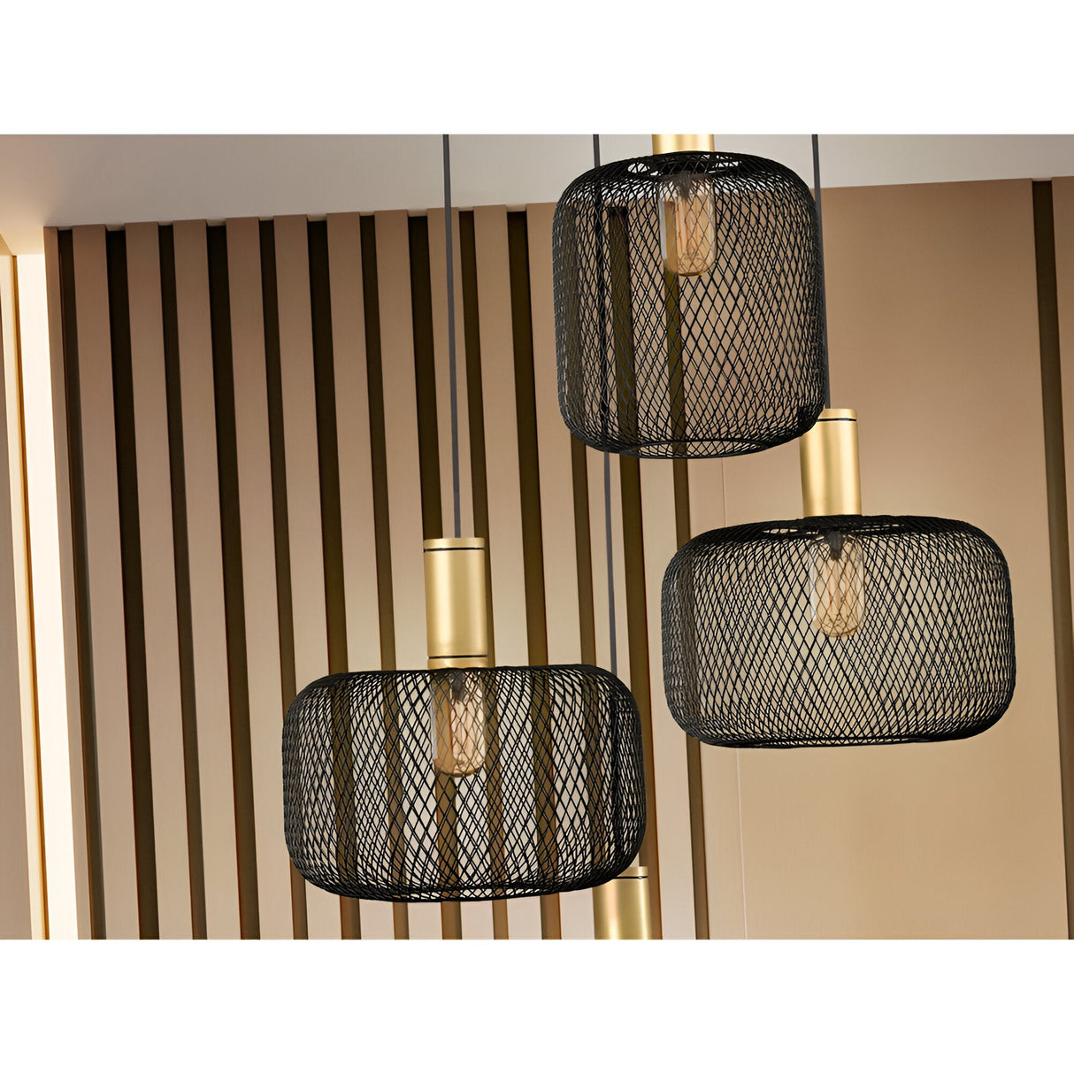 Osiris 4 Light Metal Mesh Cluster Pendant Light - Gold/Black