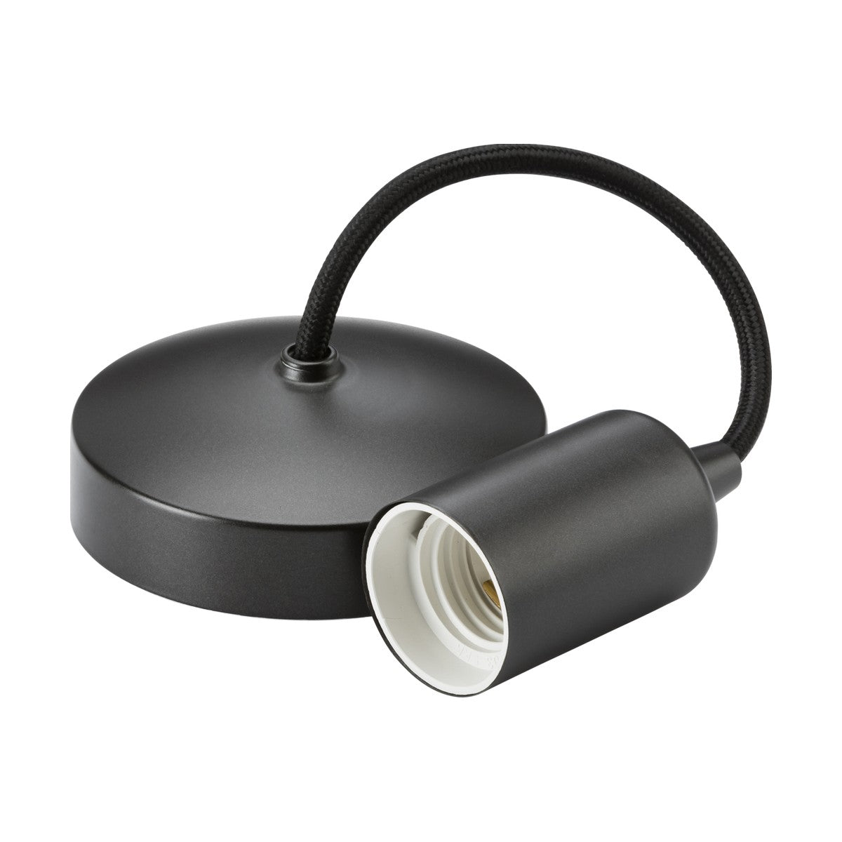 The 6" ES Contemporary Pendant Set in smoked bronze is a sleek and modern fixture featuring a black pendant light socket with a round base and flexible cord, and an E27 lamp base. It’s perfect for hanging lights, effortlessly complementing various interior decors.