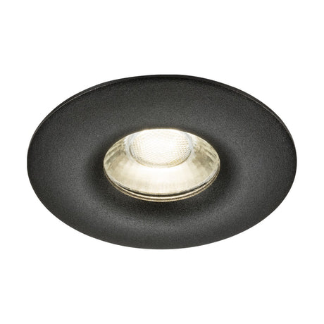 Explore the ideal downlight option with the Odina Single Dimmable Fixed Round Downlight in black. This recessed ceiling light boasts a sleek black circular fixture and a radiant LED bulb, perfect for enhancing your space. The Knightsbridge GU10 model comes in eco-friendly FSC-approved packaging.