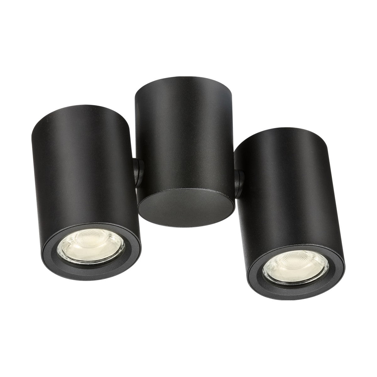 Introducing the stylish Dee Twin Round Spotlight - Black, which seamlessly blends contemporary design with functionality. It comes with two adjustable, dimmable spotlights and one fixed center piece, making it perfect for ceiling mounting. For optimal lighting, it's compatible with Knightsbridge GU10 bulbs.