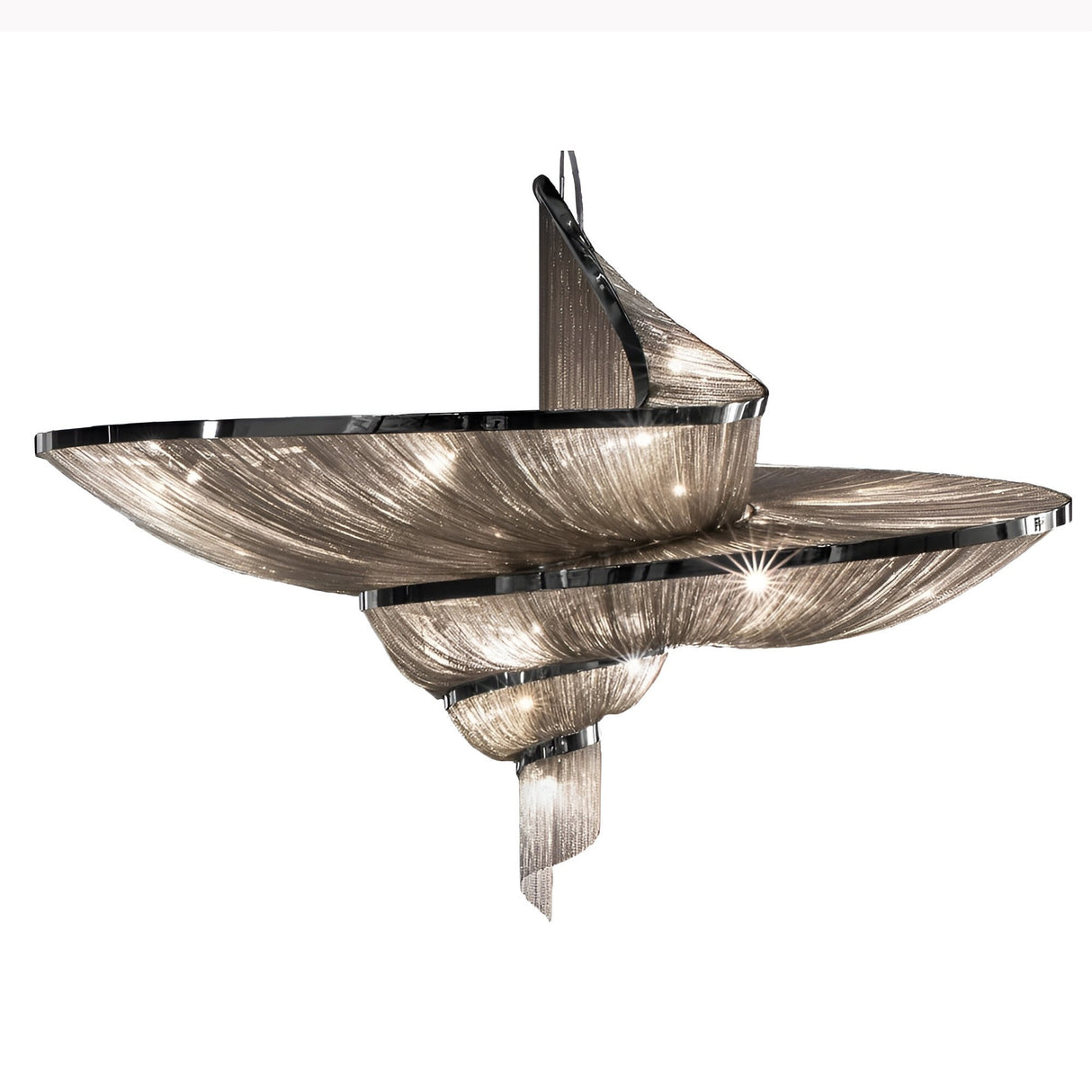 Stratiform 20 Light Metal Chain Veil Chandelier - Nickel