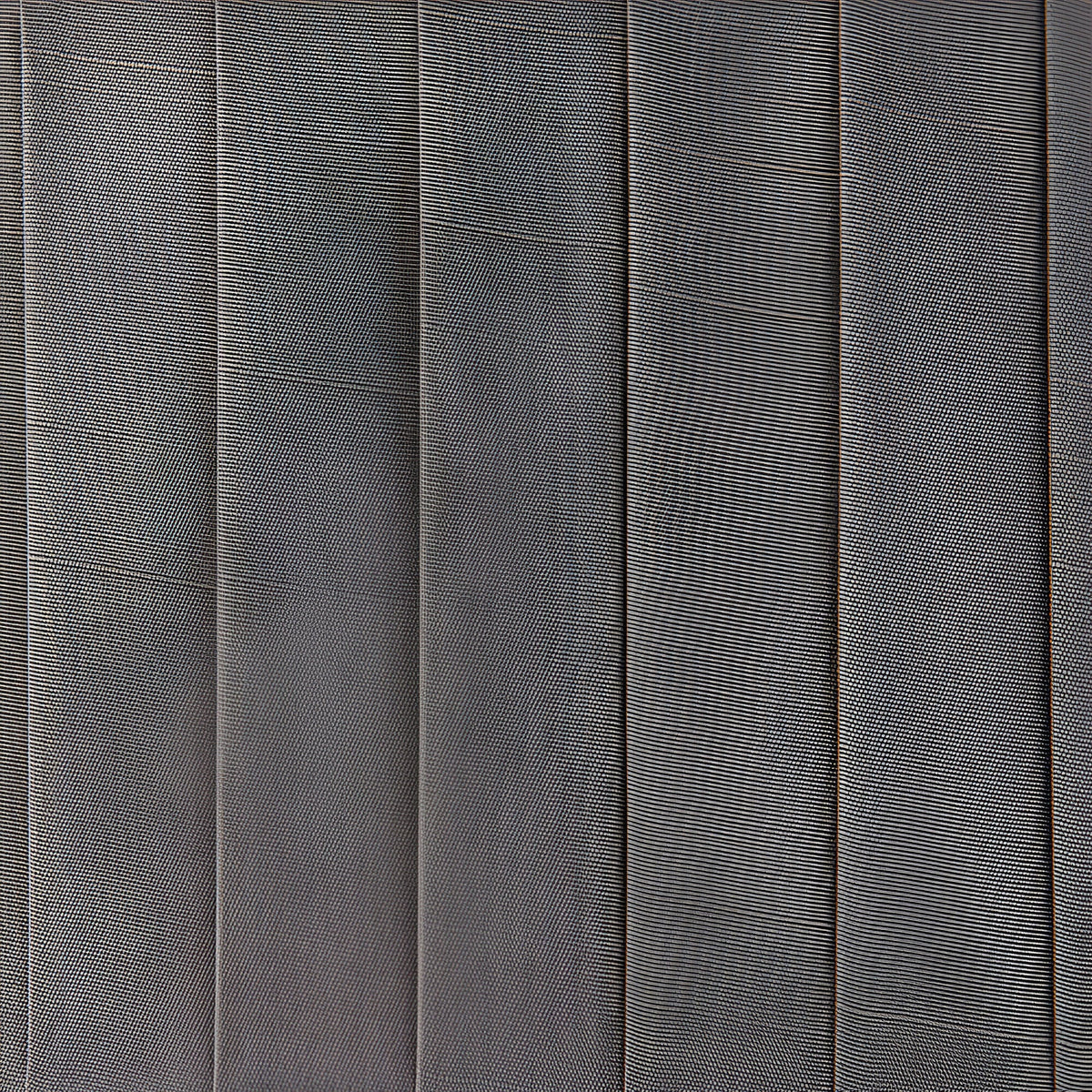 Close-up of the Brenley V1 6 Light Pendant's linen fabric shade, showing ribbed grey fabric panels with a subtle metallic sheen.