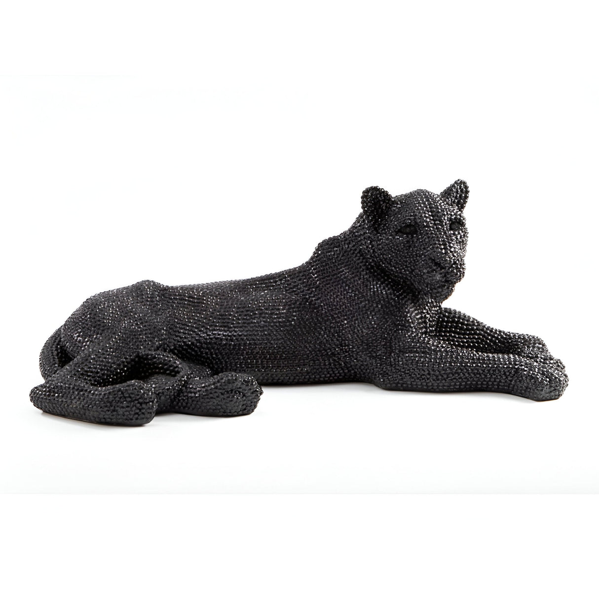 Leona Black Jewel-Inlaid Lying Lioness Sculpture - 101cm