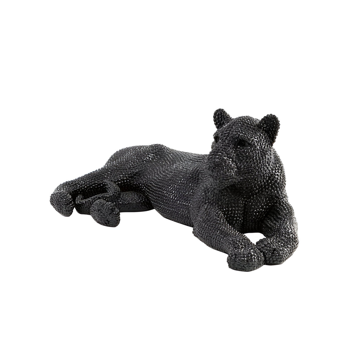 Leona Black Jewel-Inlaid Lying Lioness Sculpture - 101cm