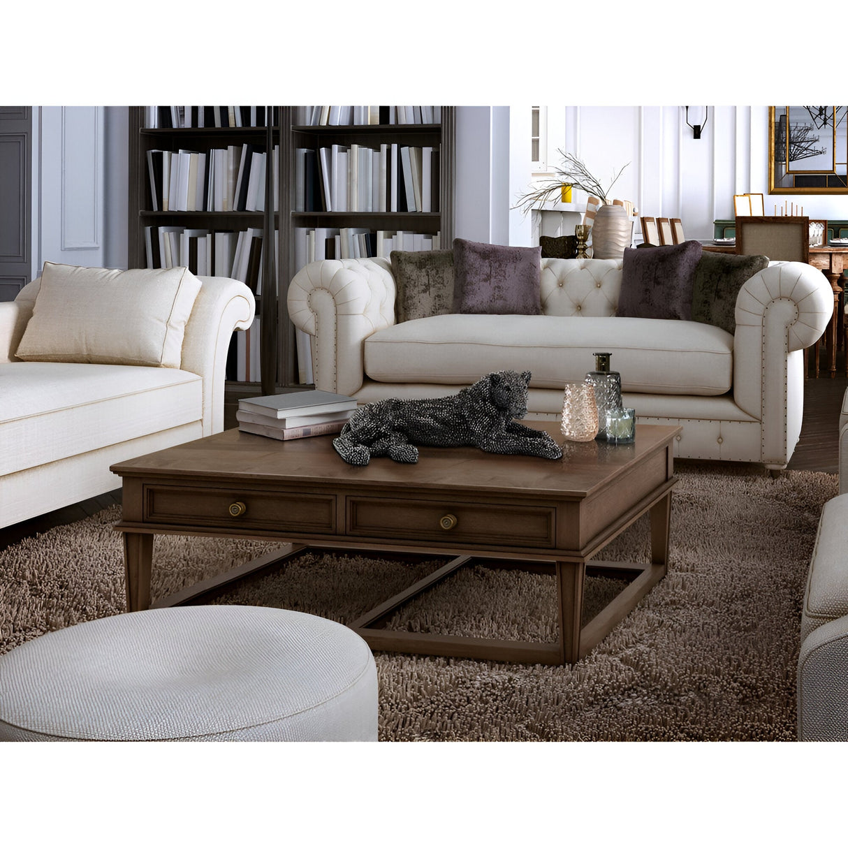 Leona Black Jewel-Inlaid Lying Lioness Figurine - 64cm