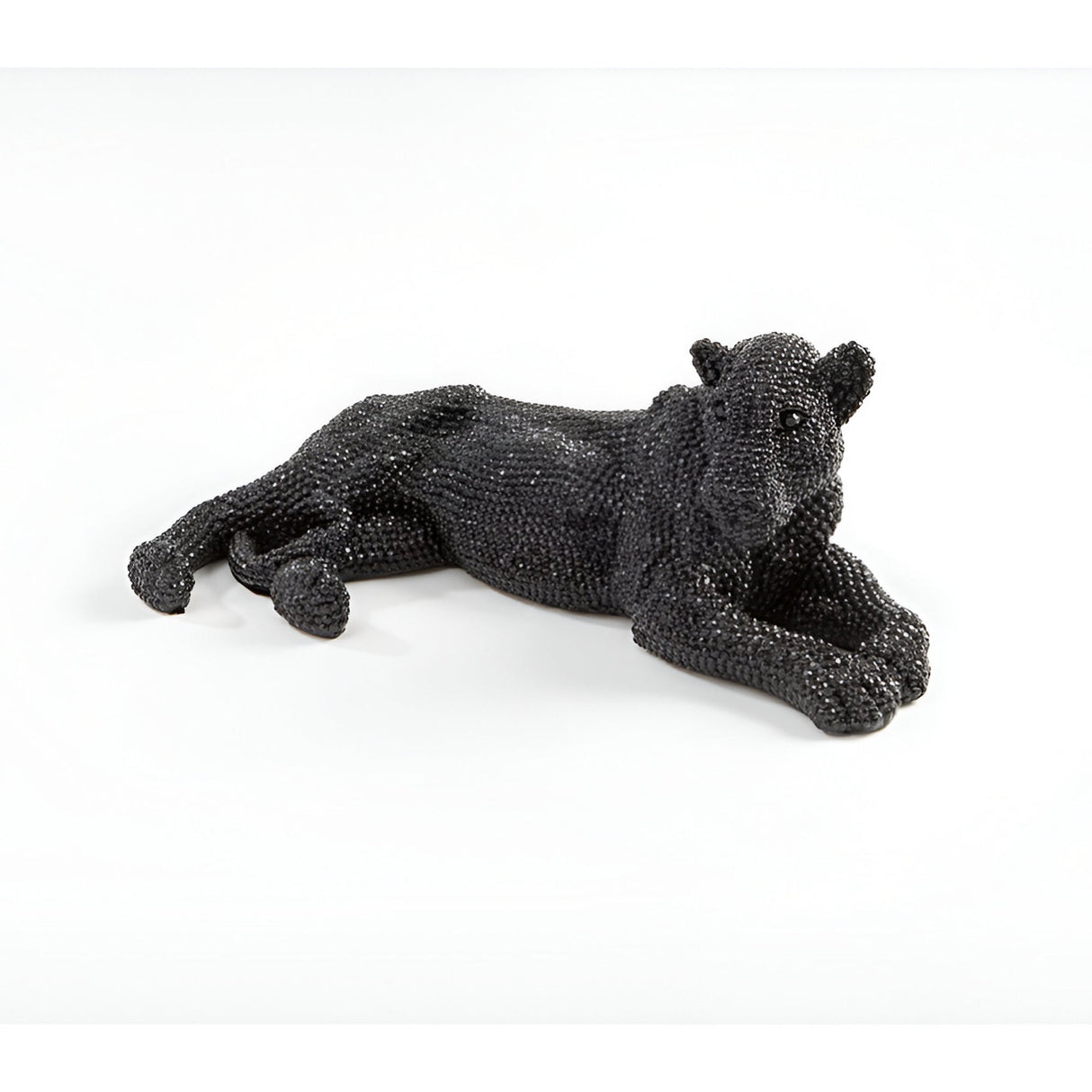 Leona Black Jewel-Inlaid Lying Lioness Figurine - 64cm
