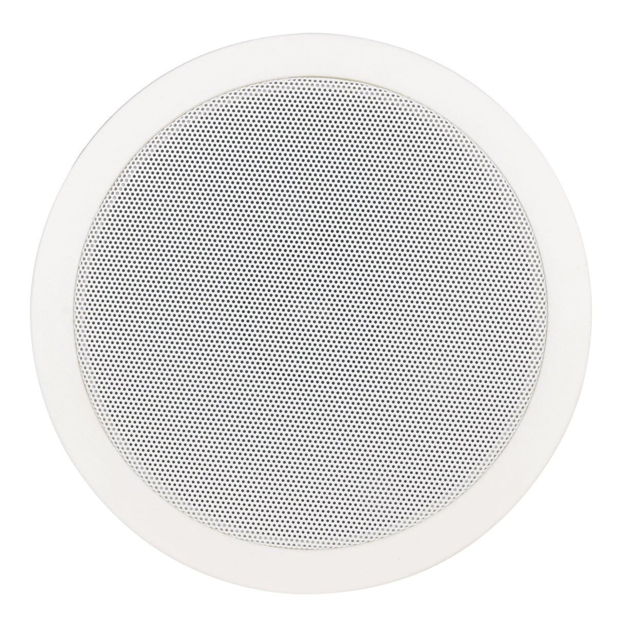 The ABS AC6V 6.5” 6W Ceiling Speaker is a round, white speaker with a perforated metal grille and a dual cone driver. It delivers full-range sound and features a simple, circular design, seamlessly blending into the ceiling for an unobtrusive audio setup.