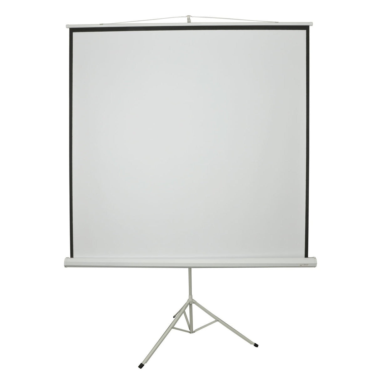 The AV:Link 84 Inch 1:1 Manual Tripod Projector Screen, featuring a white display and black border, stands on a collapsible tripod base against a plain white background.