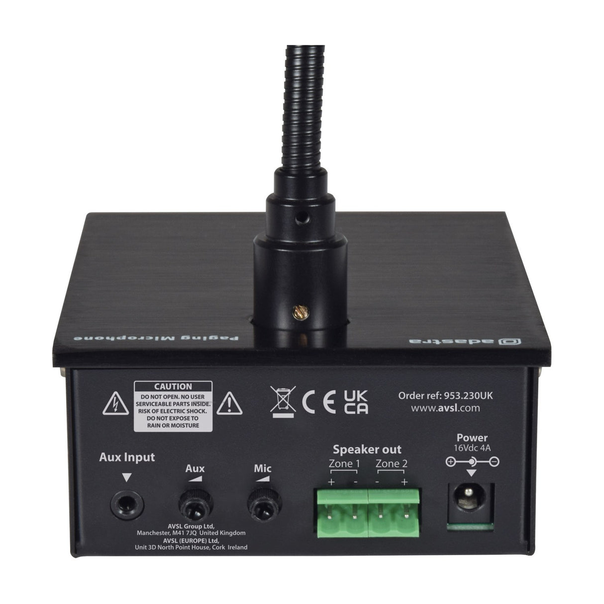 Adastra COM230 2-Zone Paging Station with Amplifier
