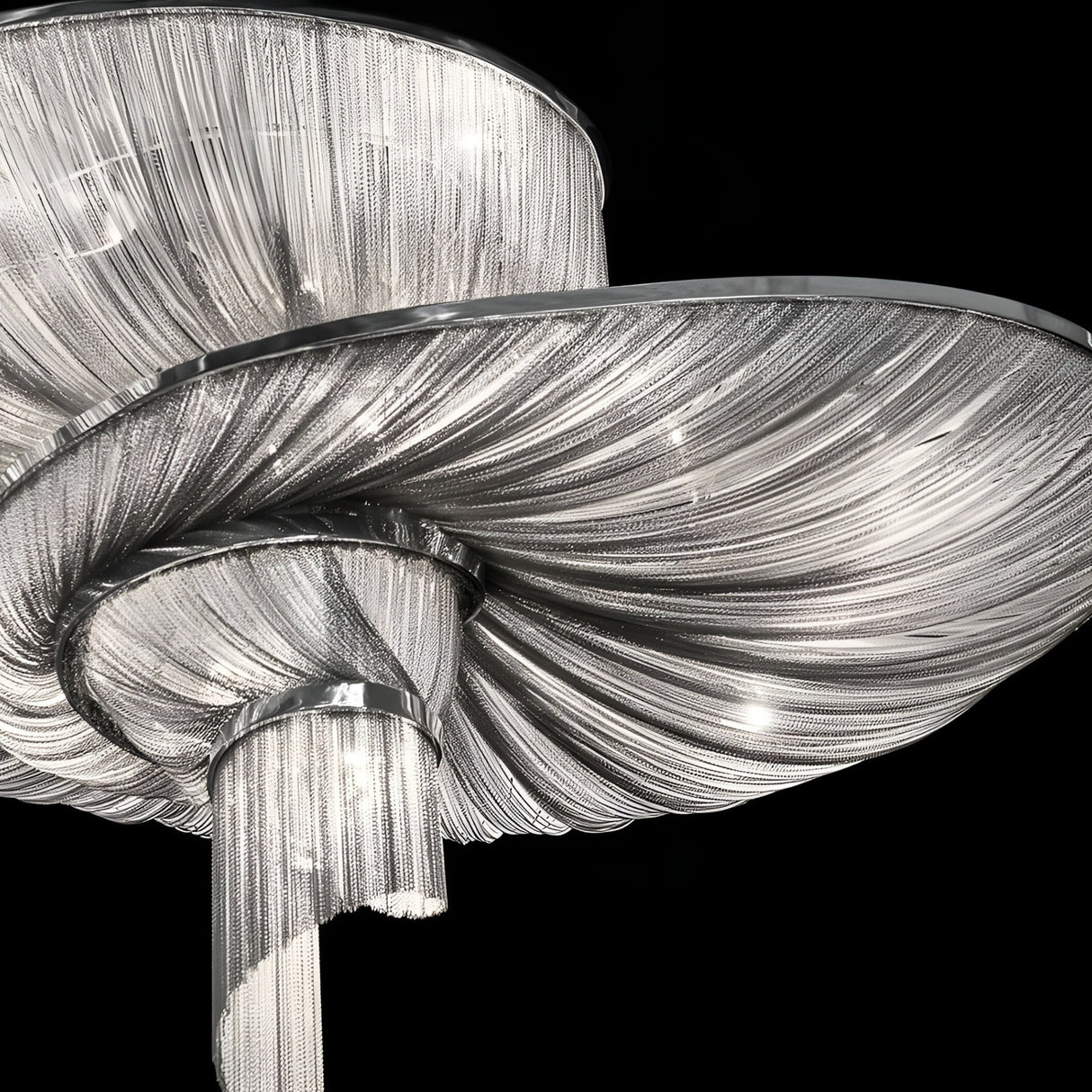 Stratiform 20 Light Metal Chain Veil Chandelier - Nickel