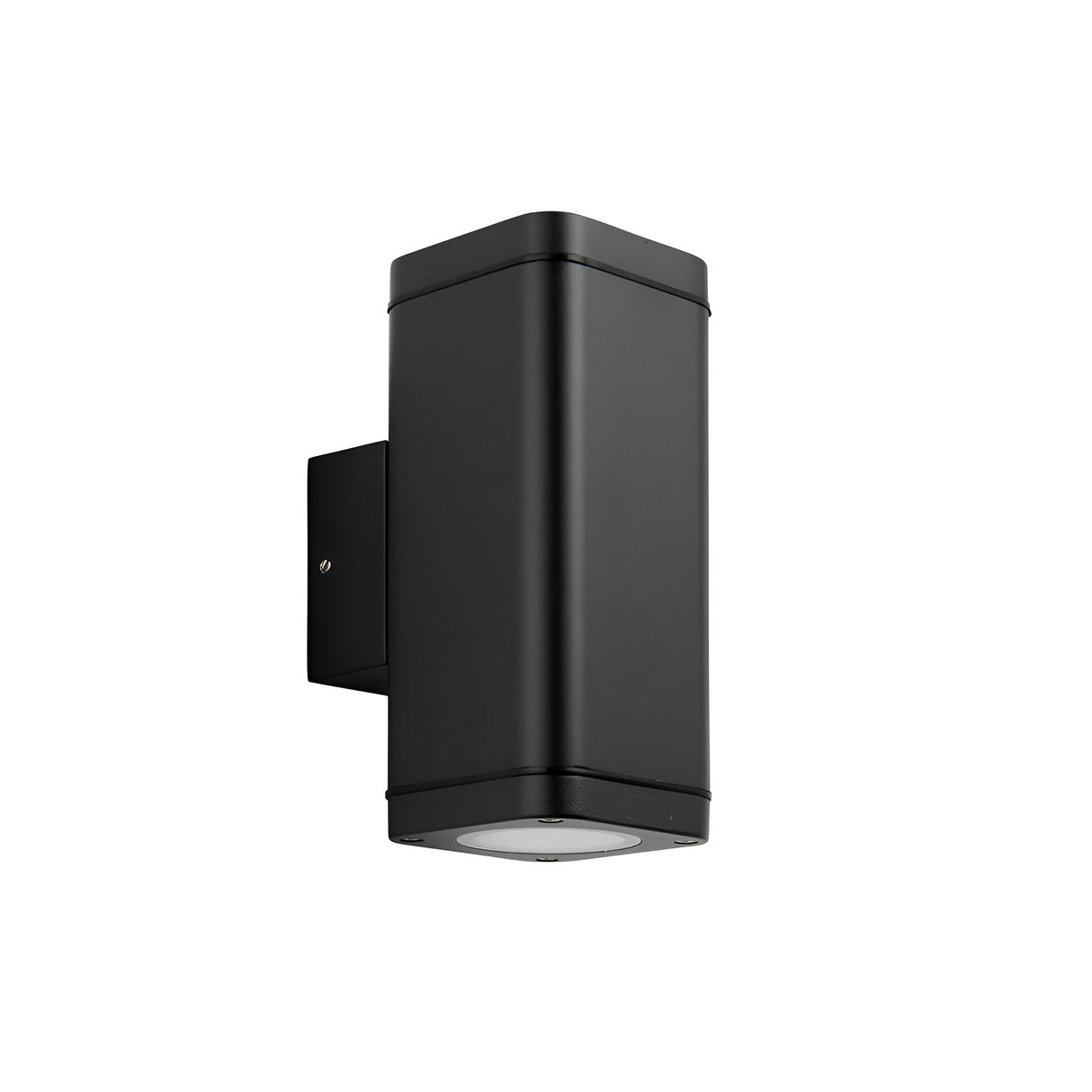 Carlford 2 Light Outdoor Wall Light in black aluminium with rectangular body, wall mounting bracket, and glass diffuser, shown on a plain white background.