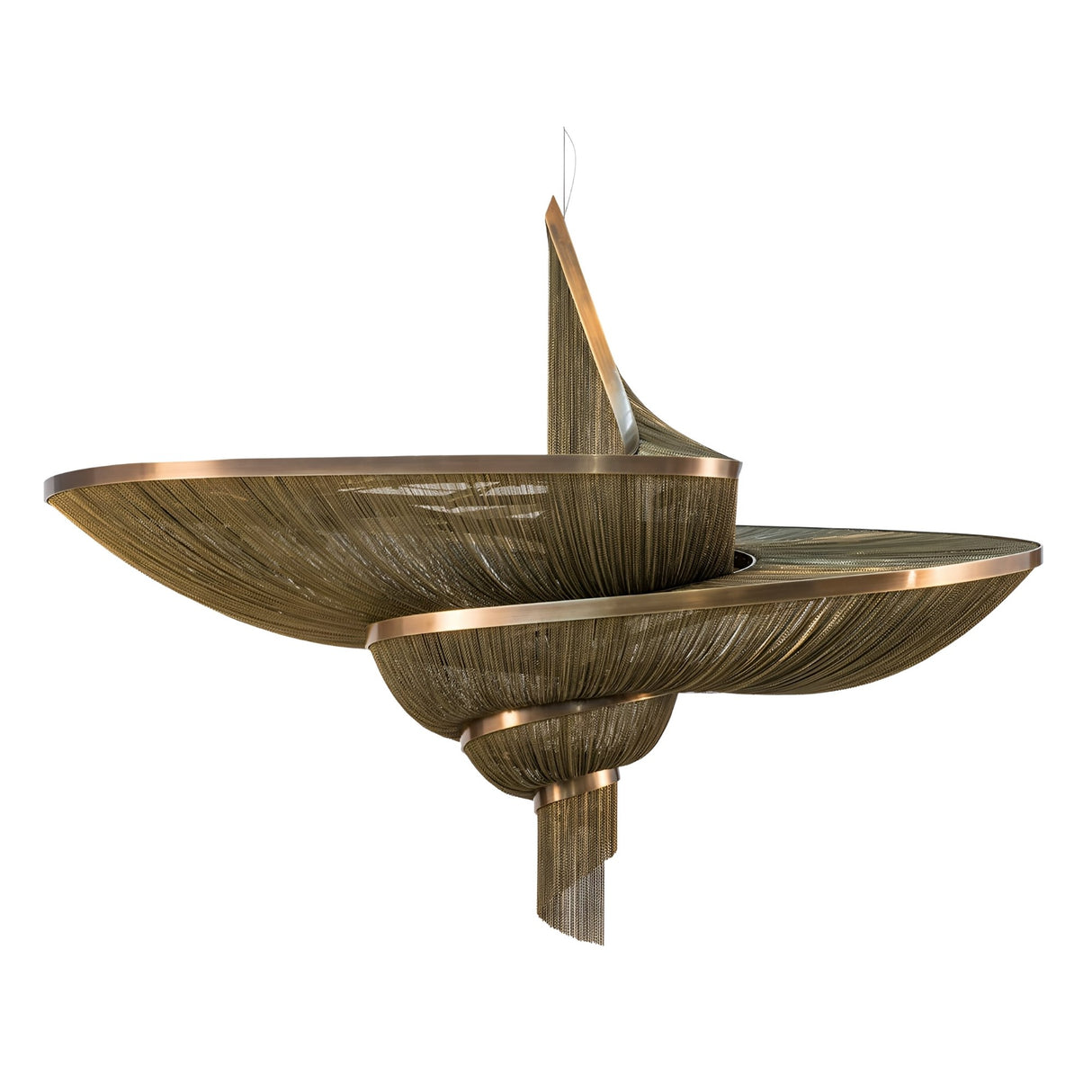 Stratiform 20 Light Metal Chain Veil Chandelier - Champagne