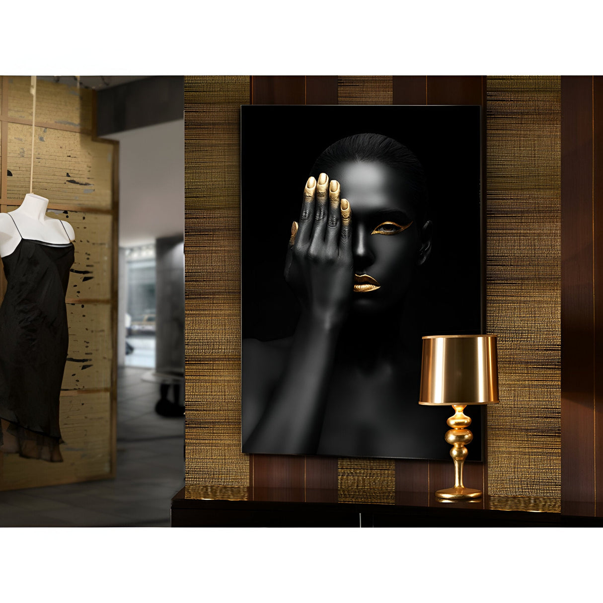 Oronegro Black & Gold Portrait Photography Print – 80x120cm