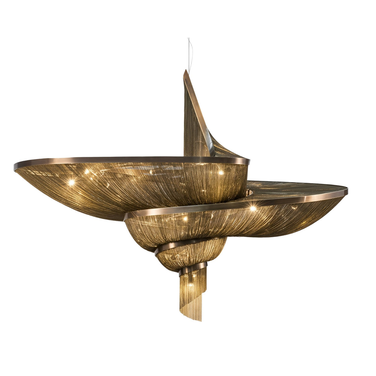 Stratiform 20 Light Metal Chain Veil Chandelier - Champagne