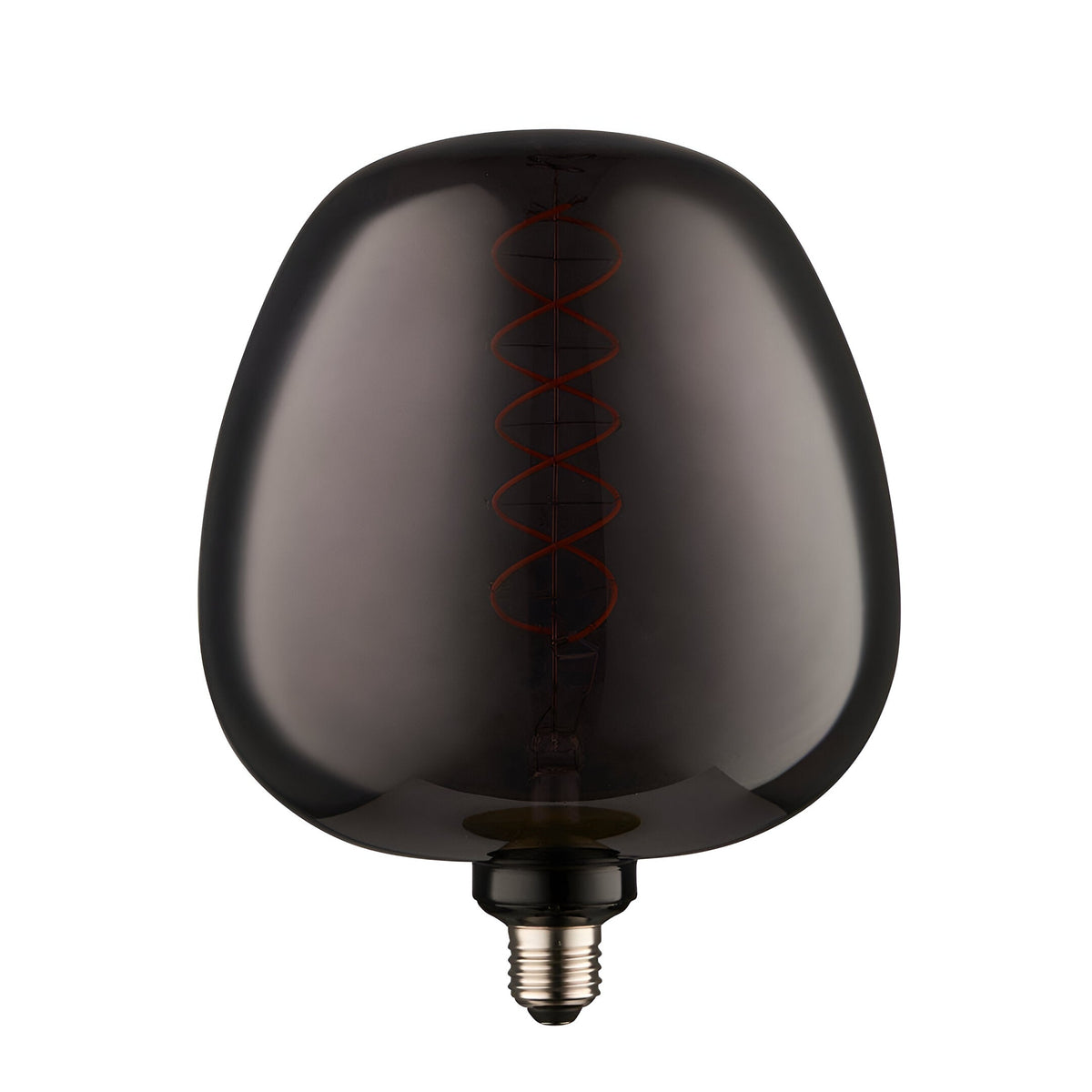 Endon 4W E27 LED filament bulb with double-helix filament inside a rounded smoked glass shade, shown on a plain white background.