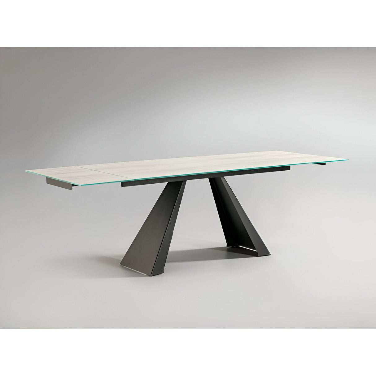 Alai 6-8 Seater Glass & Metal Extendable Dining Table – Black & White