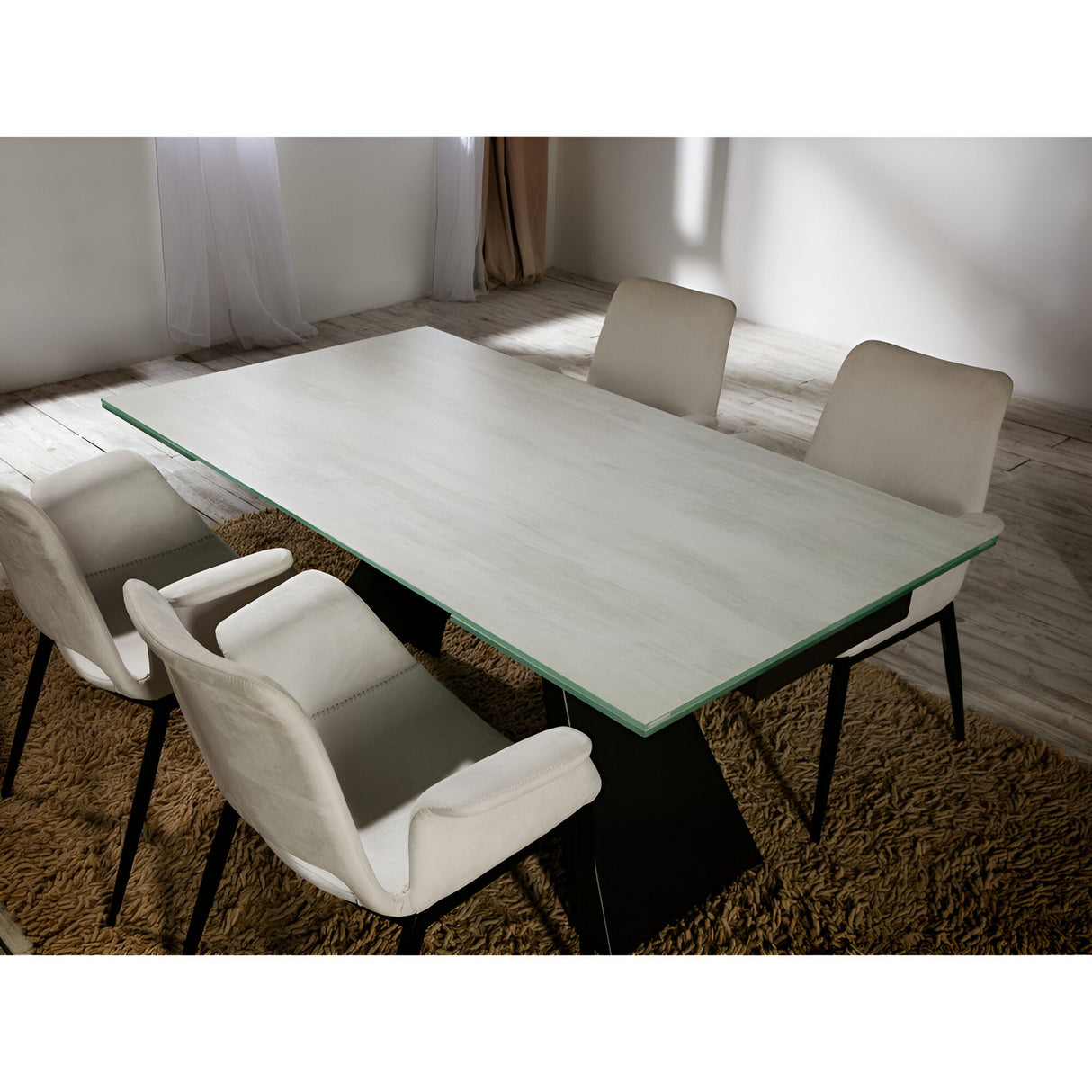 Alai 6-8 Seater Glass & Metal Extendable Dining Table – Black & White