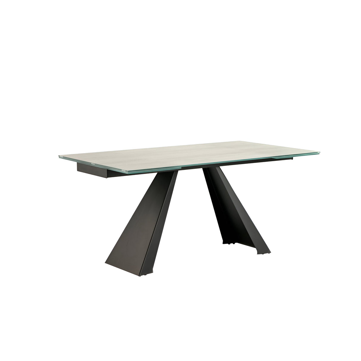 Alai 6-8 Seater Glass & Metal Extendable Dining Table – Black & White