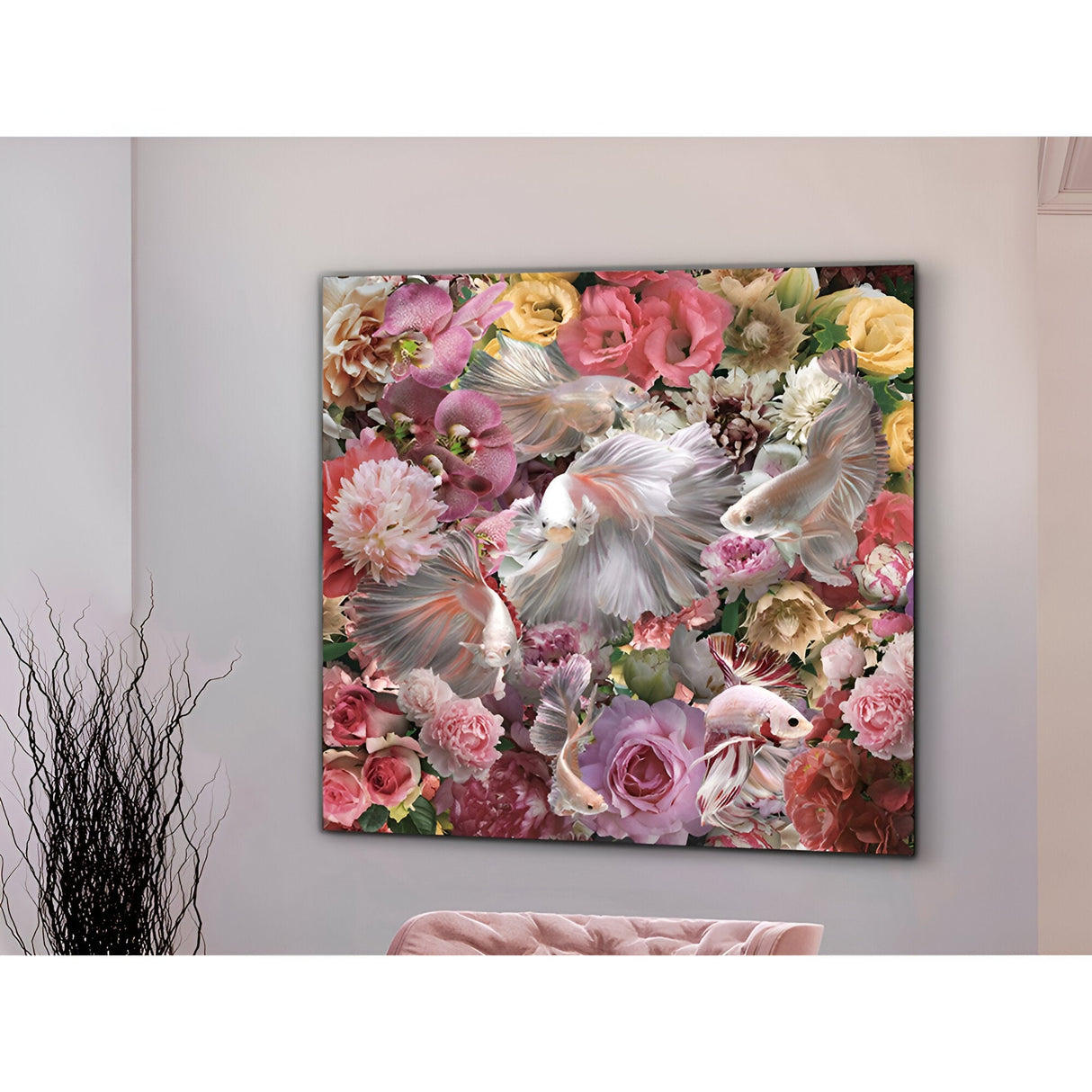 Peces Luchador Siam Pink Fish Photography Print - 120x120cm