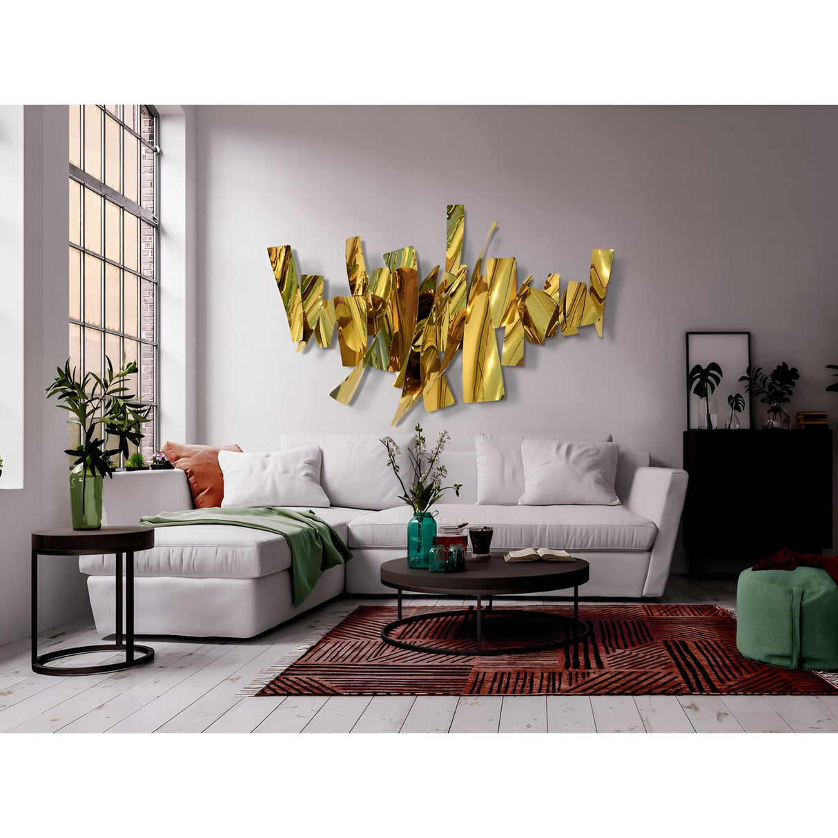 Fracture Golden Stainless Steel Wall Art - 170x110cm