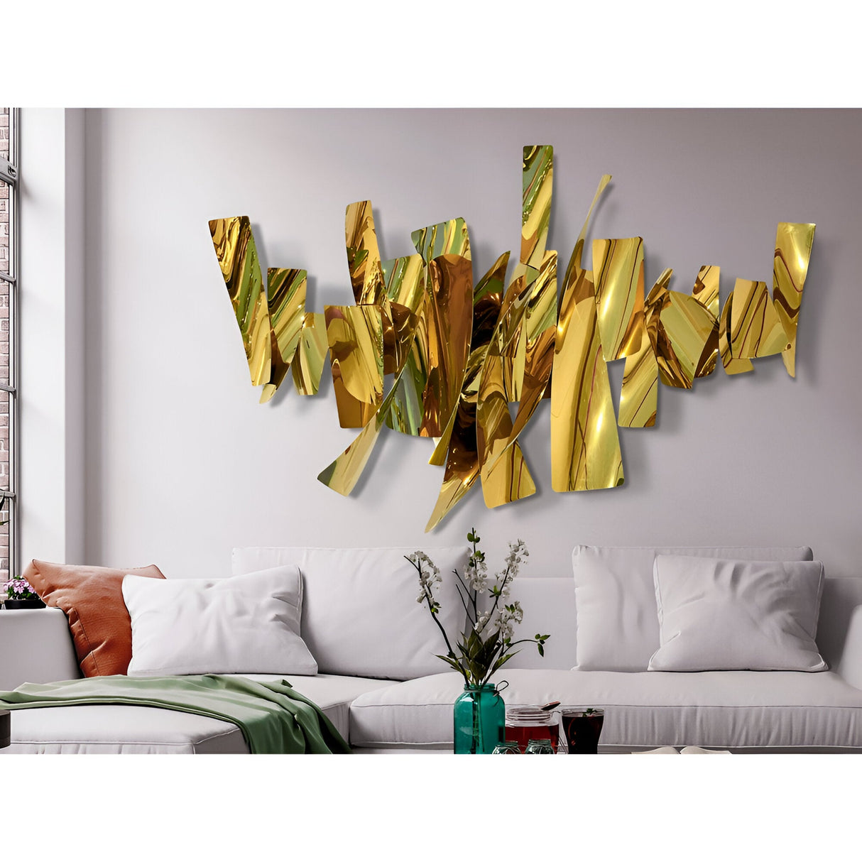 Fracture Golden Stainless Steel Wall Art - 170x110cm
