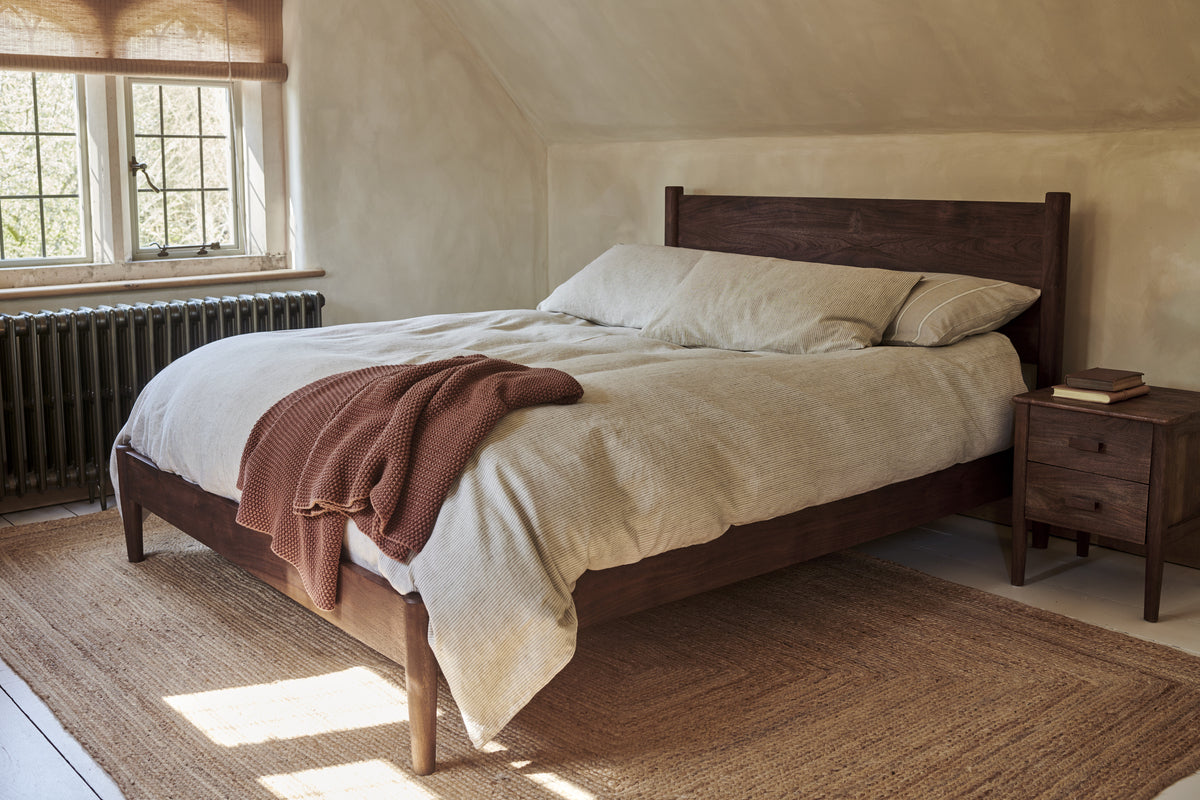 Anbu Double Acacia Bed Frame - Washed Walnut