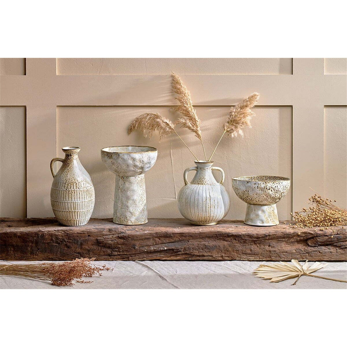 Anjuna Small Footed Reactive Glaze Bowl - White