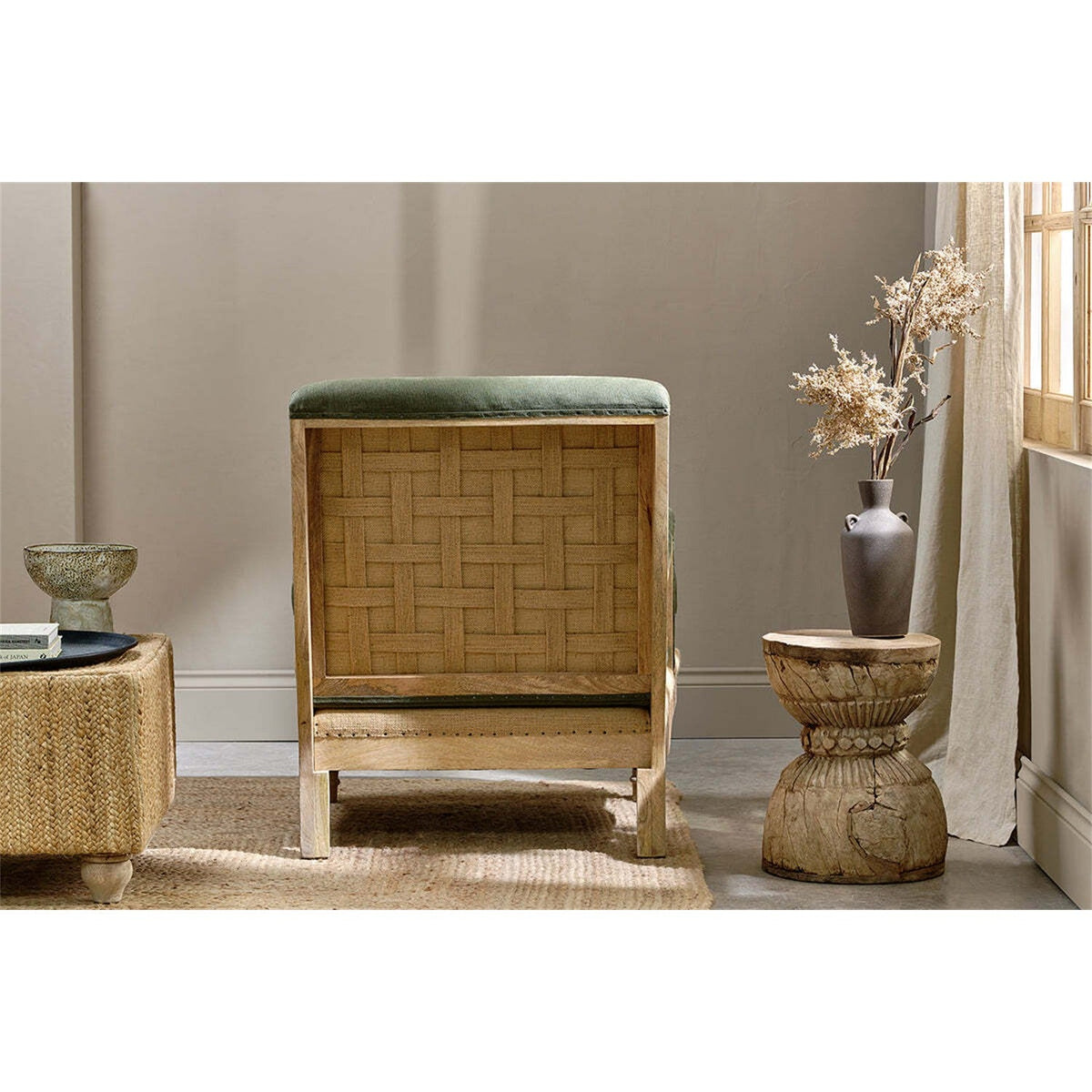 Abe Deconstructed Linen Armchair - Olive