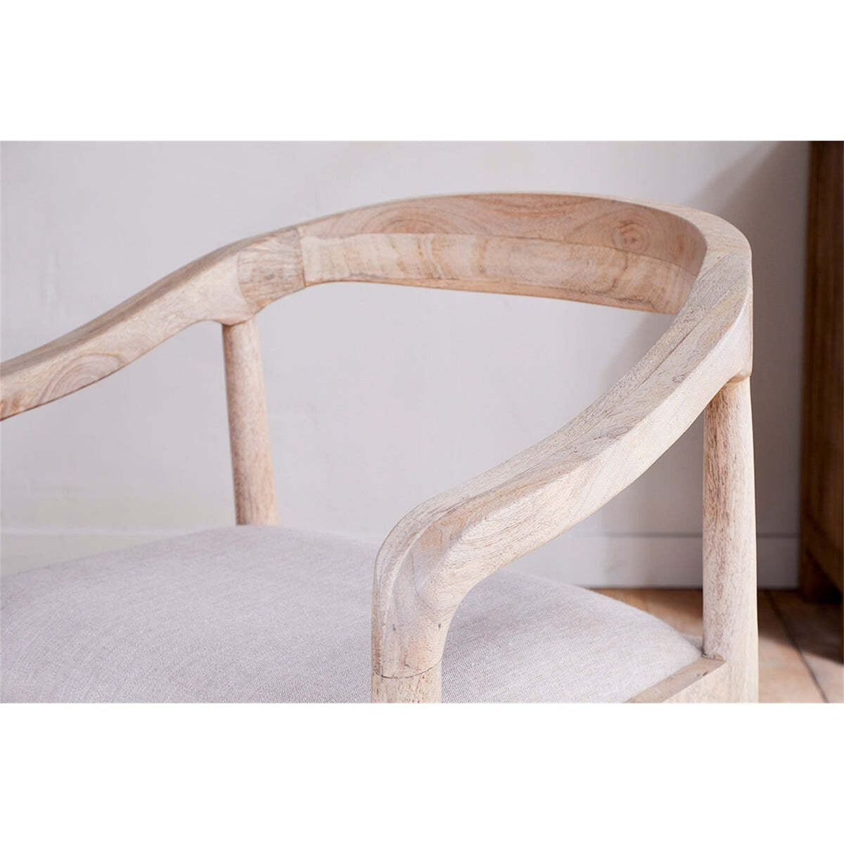 Anbu Mango Wood Upholstered Dining Chair - Natural