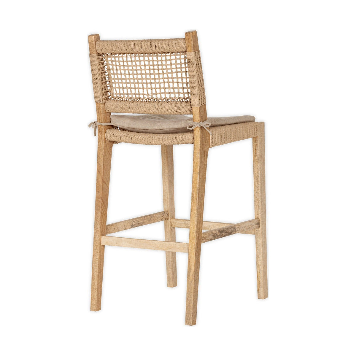 Aamani Mango Wood Cord Back Counter Stool - Natural