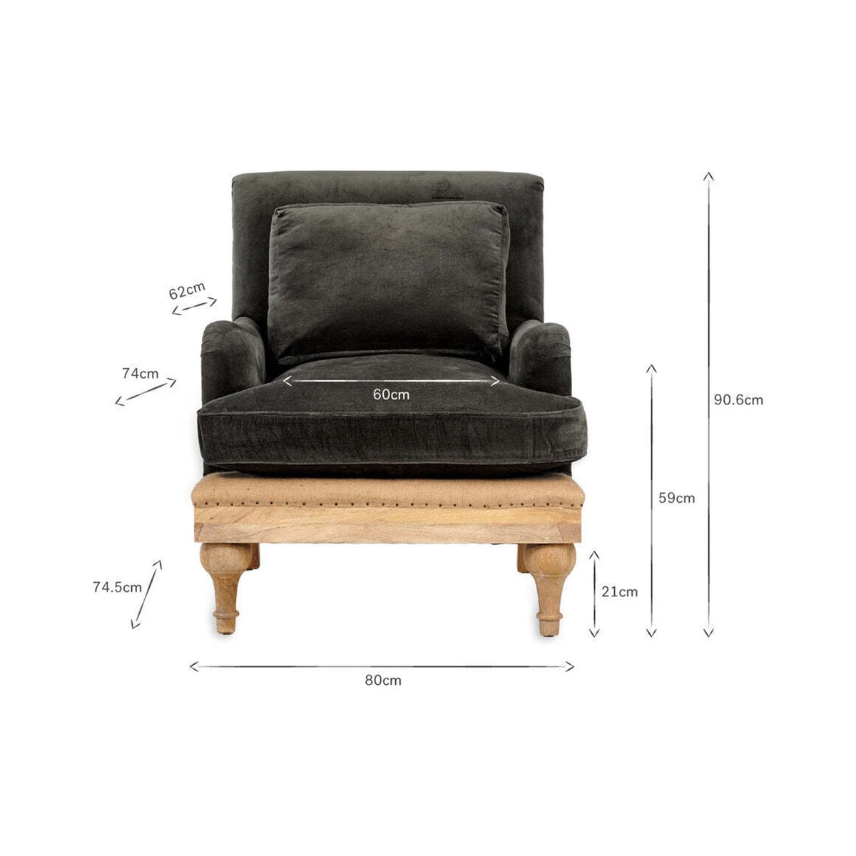 Abe Deconstructed Velvet Armchair - Moss