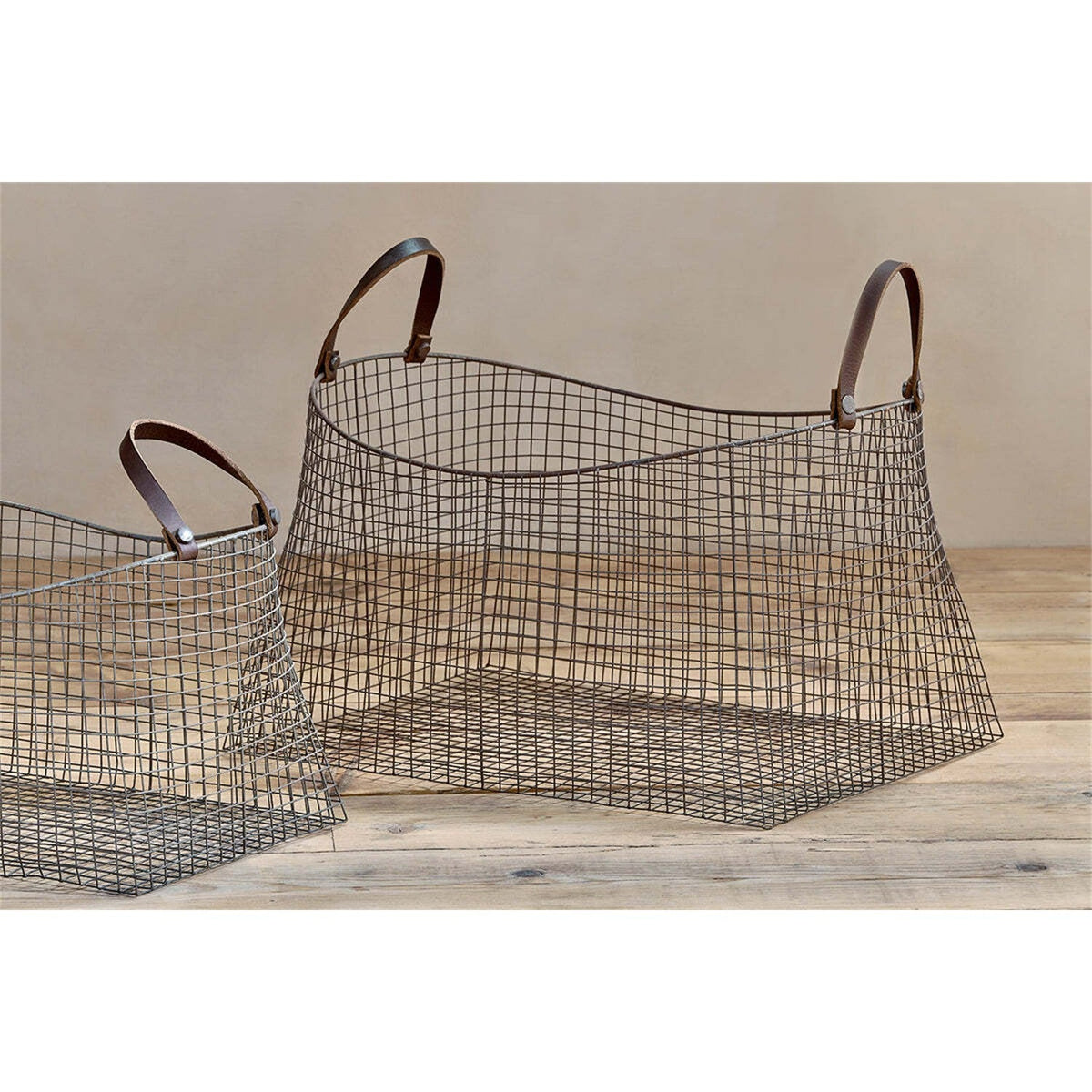 Adah Iron Mesh Storage Basket - Brown - Set of 2