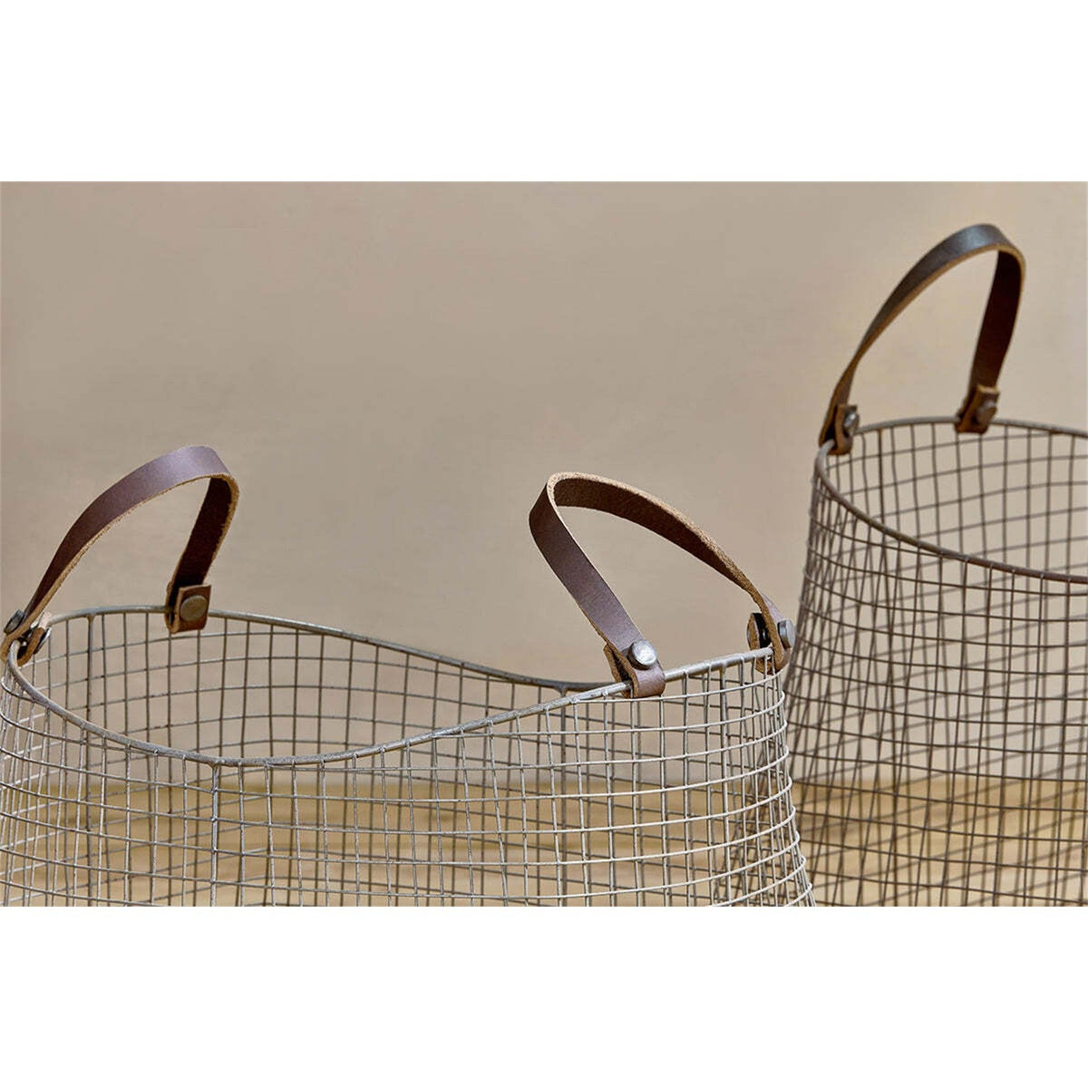 Adah Iron Mesh Storage Basket - Brown - Set of 2