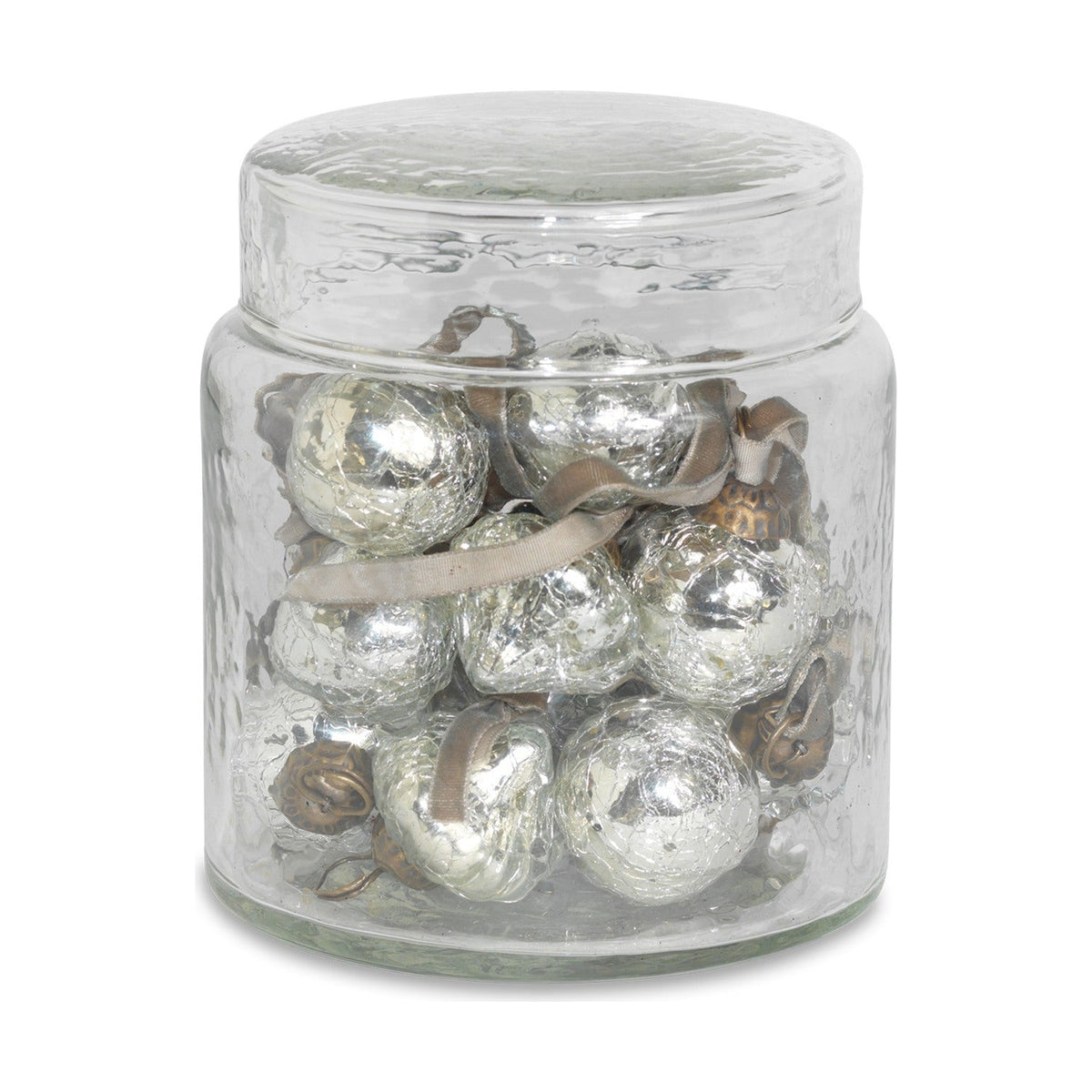 Adisa Glass Baubles in a Jar - Antique Silver - Set of 16