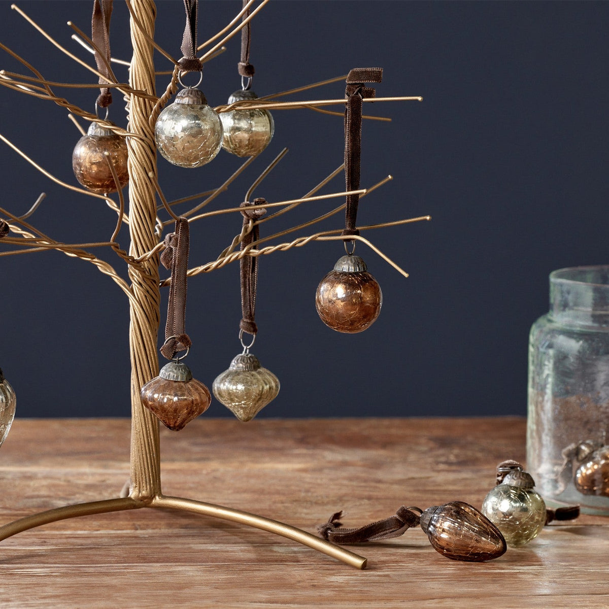 Adisa Glass Baubles in a Jar - Gold & Rust - Set of 16