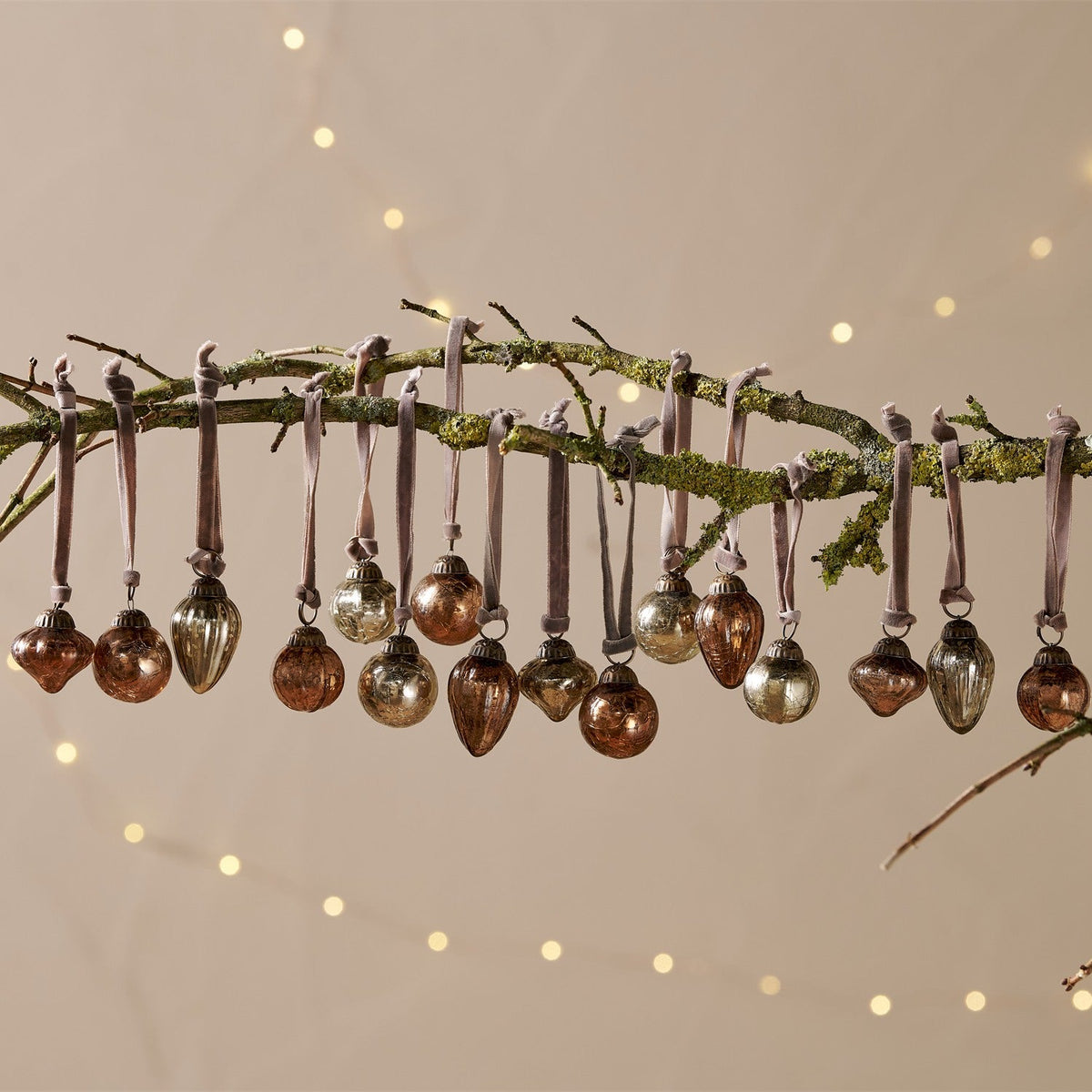 Adisa Glass Baubles in a Jar - Gold & Rust - Set of 16