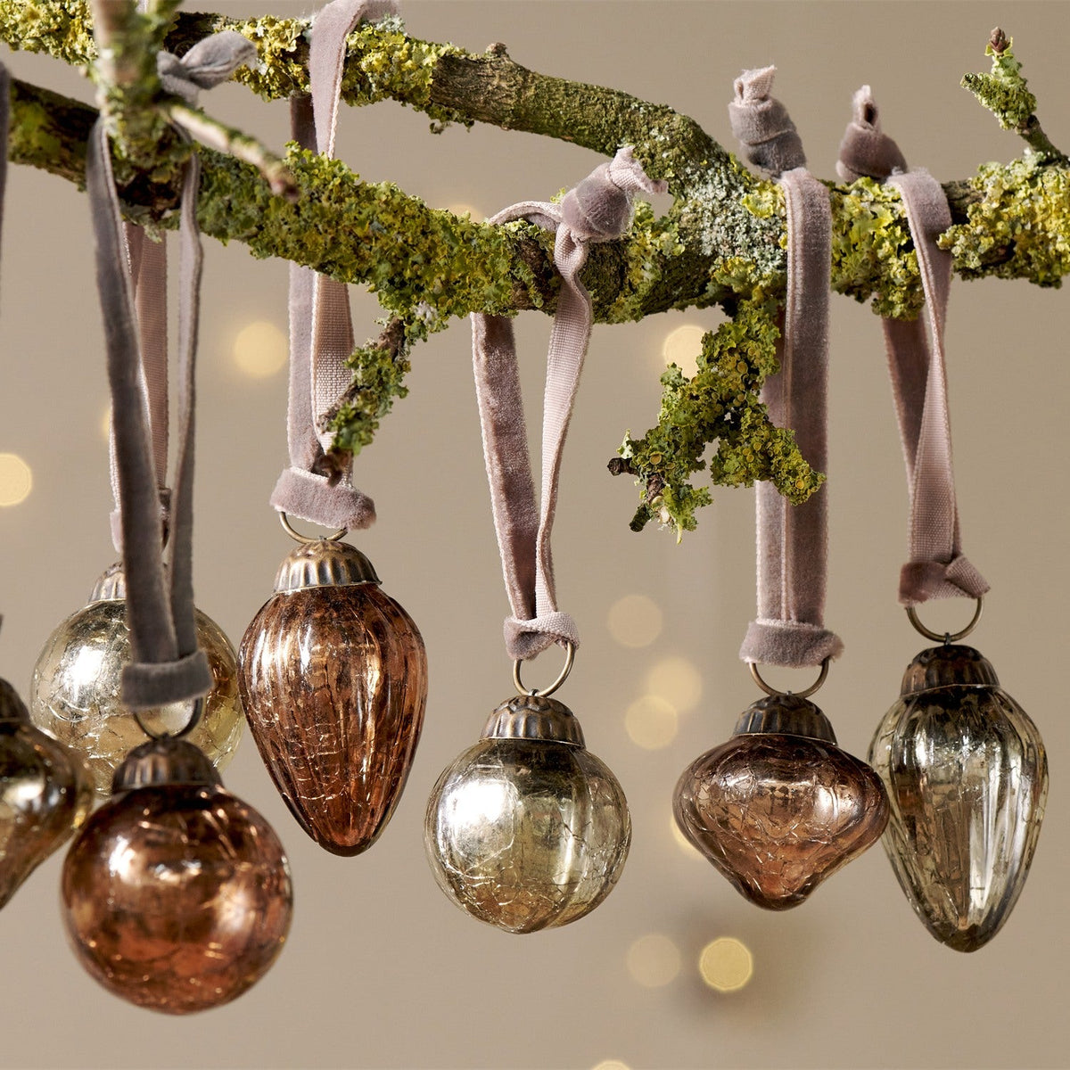 Adisa Glass Baubles in a Jar - Gold & Rust - Set of 16
