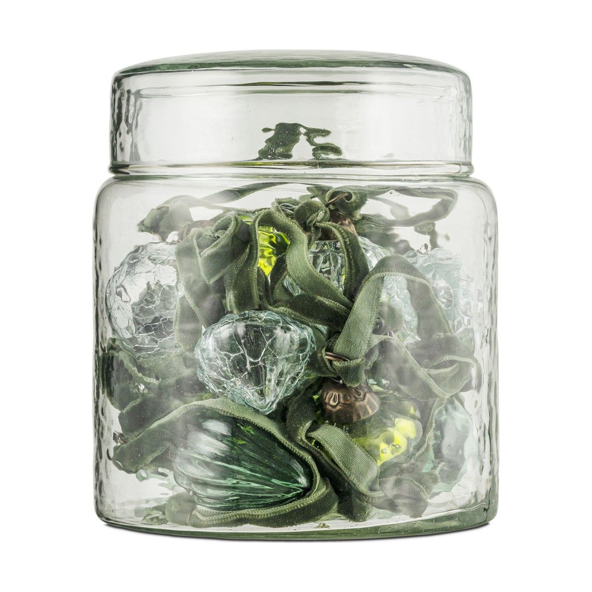 Adisa Glass Baubles in a Jar - Green & Clear - Set of 16