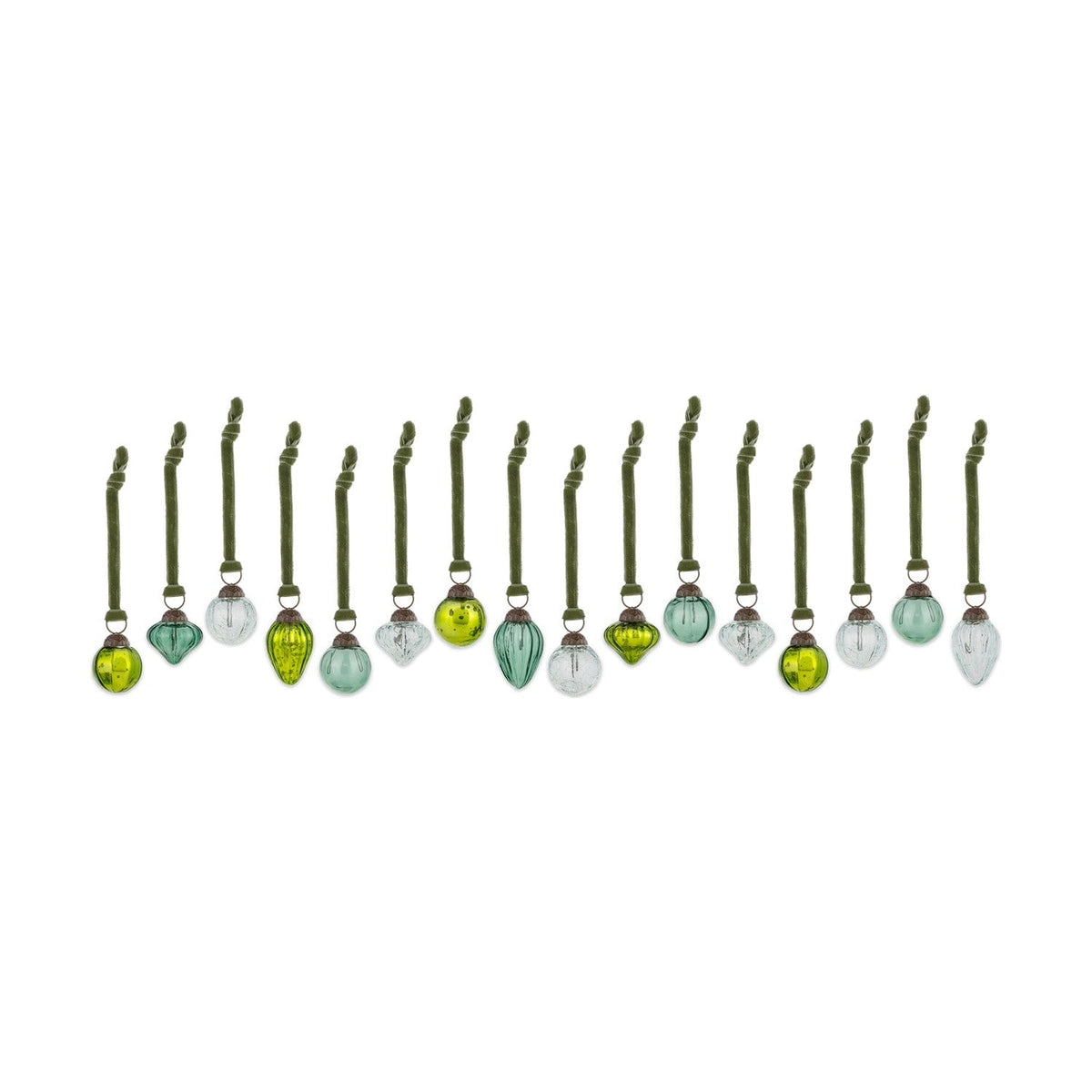 Adisa Glass Baubles in a Jar - Green & Clear - Set of 16